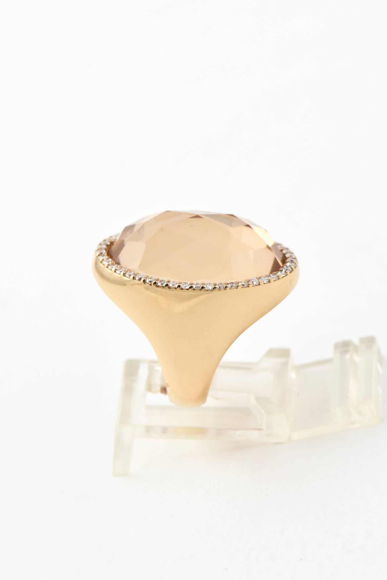 Roberto Coin Classic Diamond Crystal Gold Cocktail Ring 1