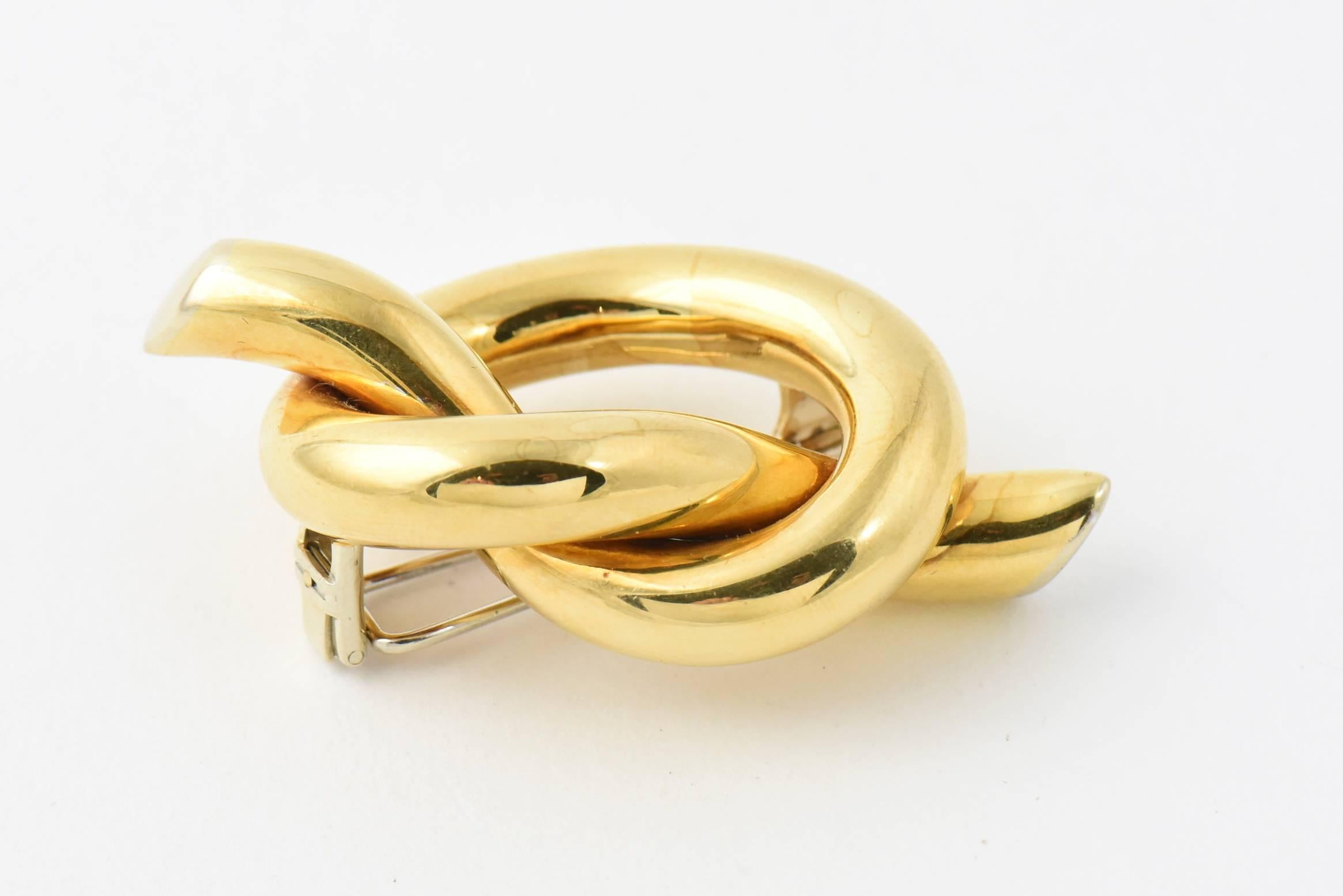 Italian Shiny Finish Mariner Knot Gold Brooch or Pin 1