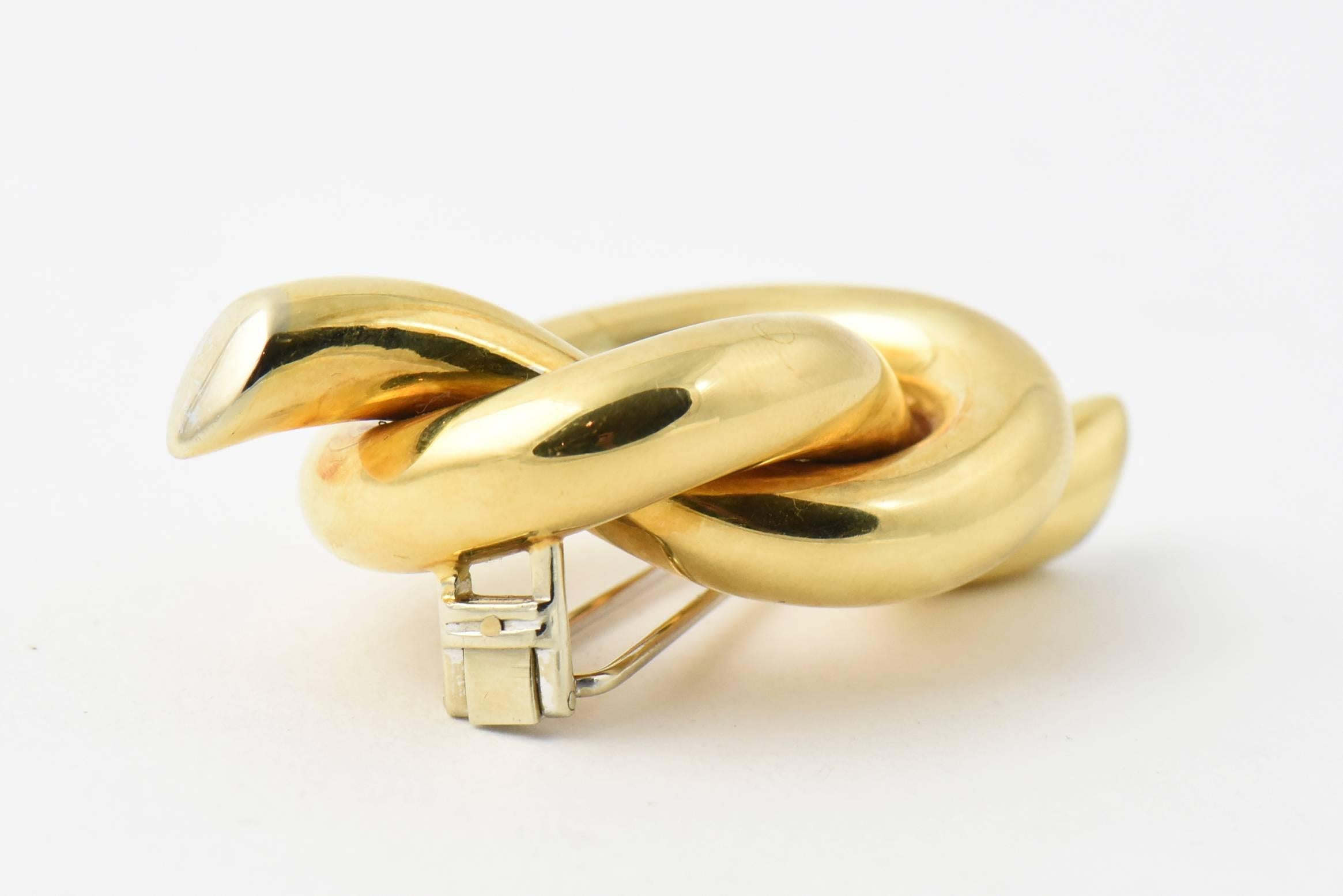 Italian Shiny Finish Mariner Knot Gold Brooch or Pin 4