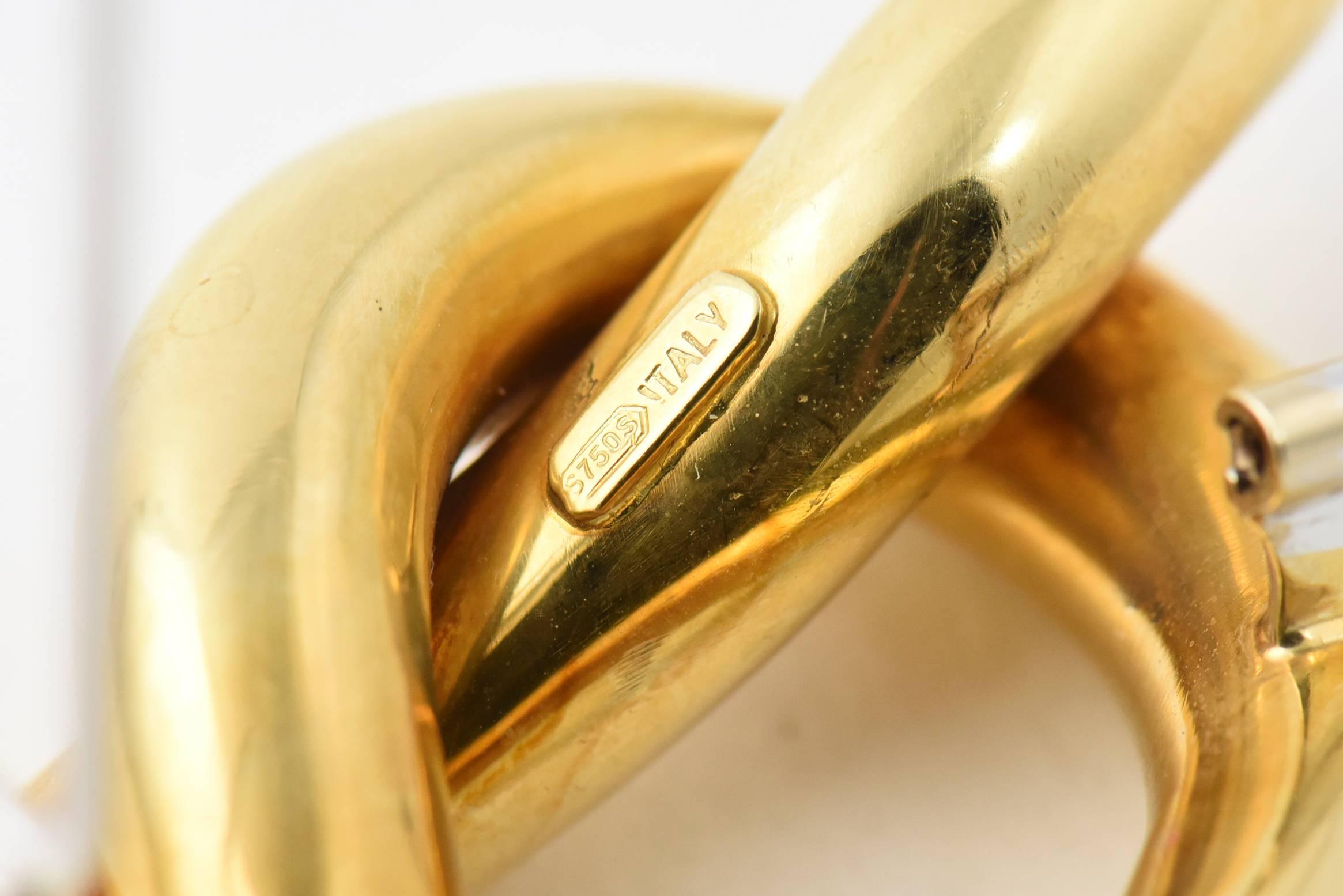 Italian Shiny Finish Mariner Knot Gold Brooch or Pin 5