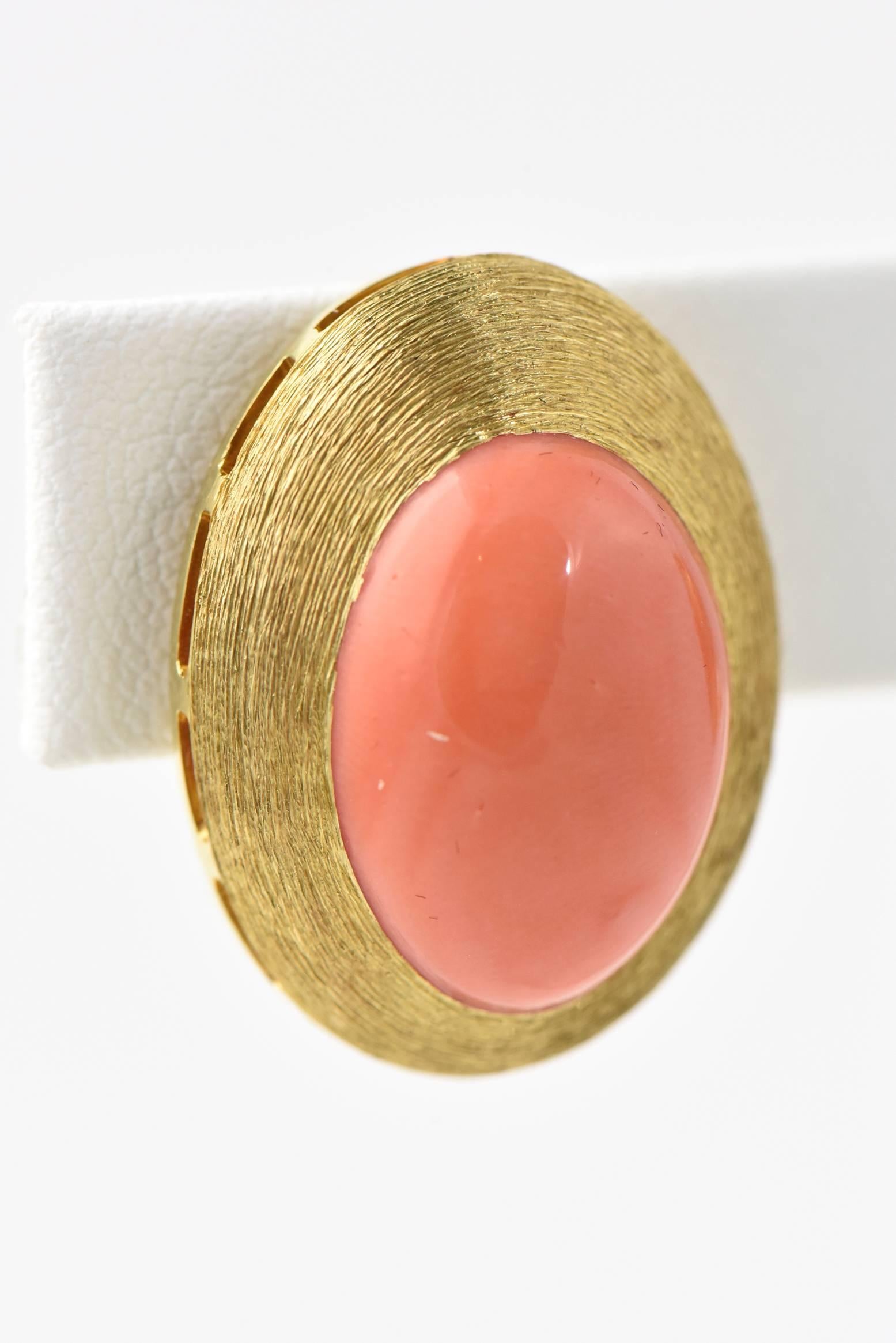 Henry Dunay Coral and Gold Clip Earrings 2