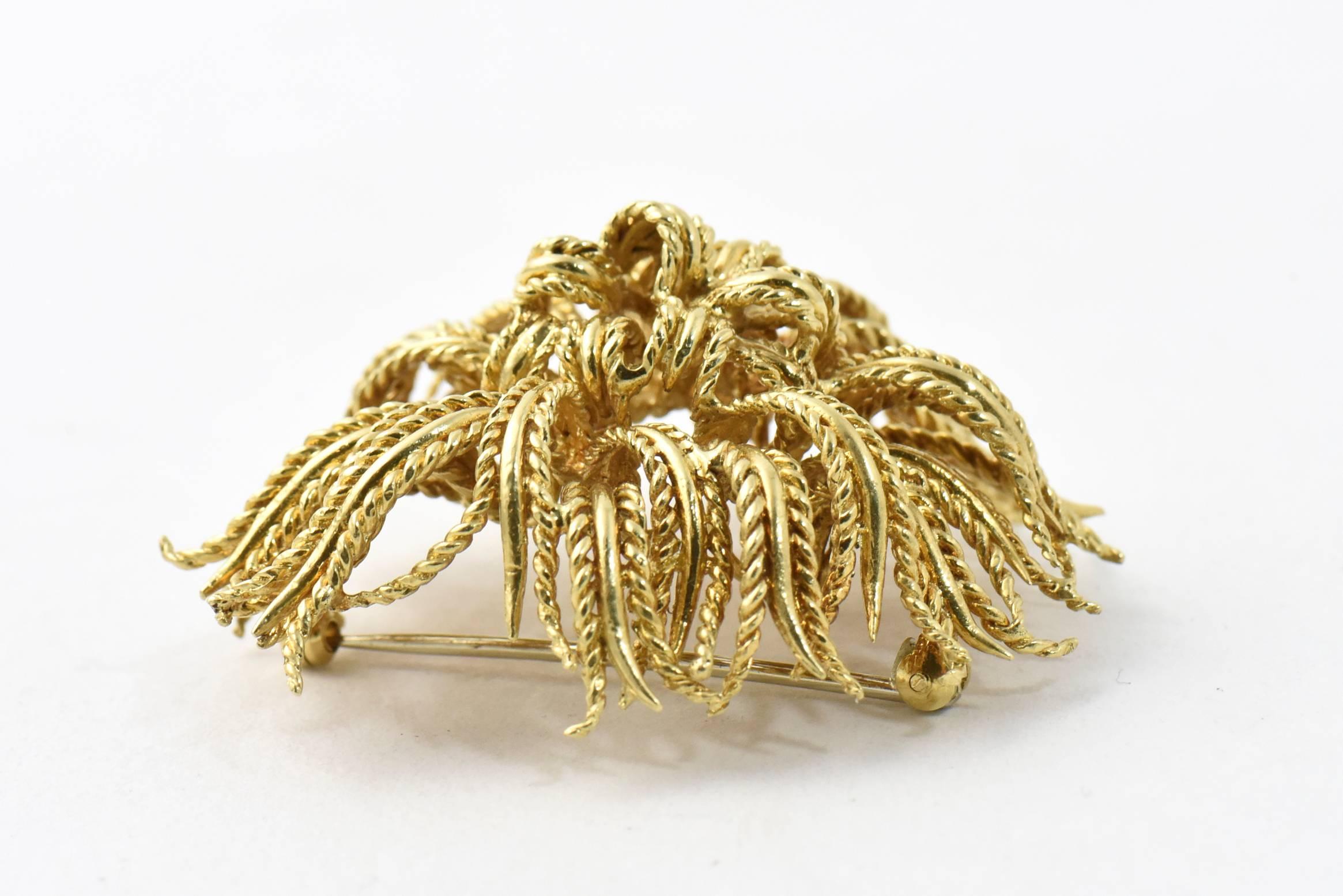 Men's Tiffany & Co. Large Abstract Gold Rope Flower Brooch