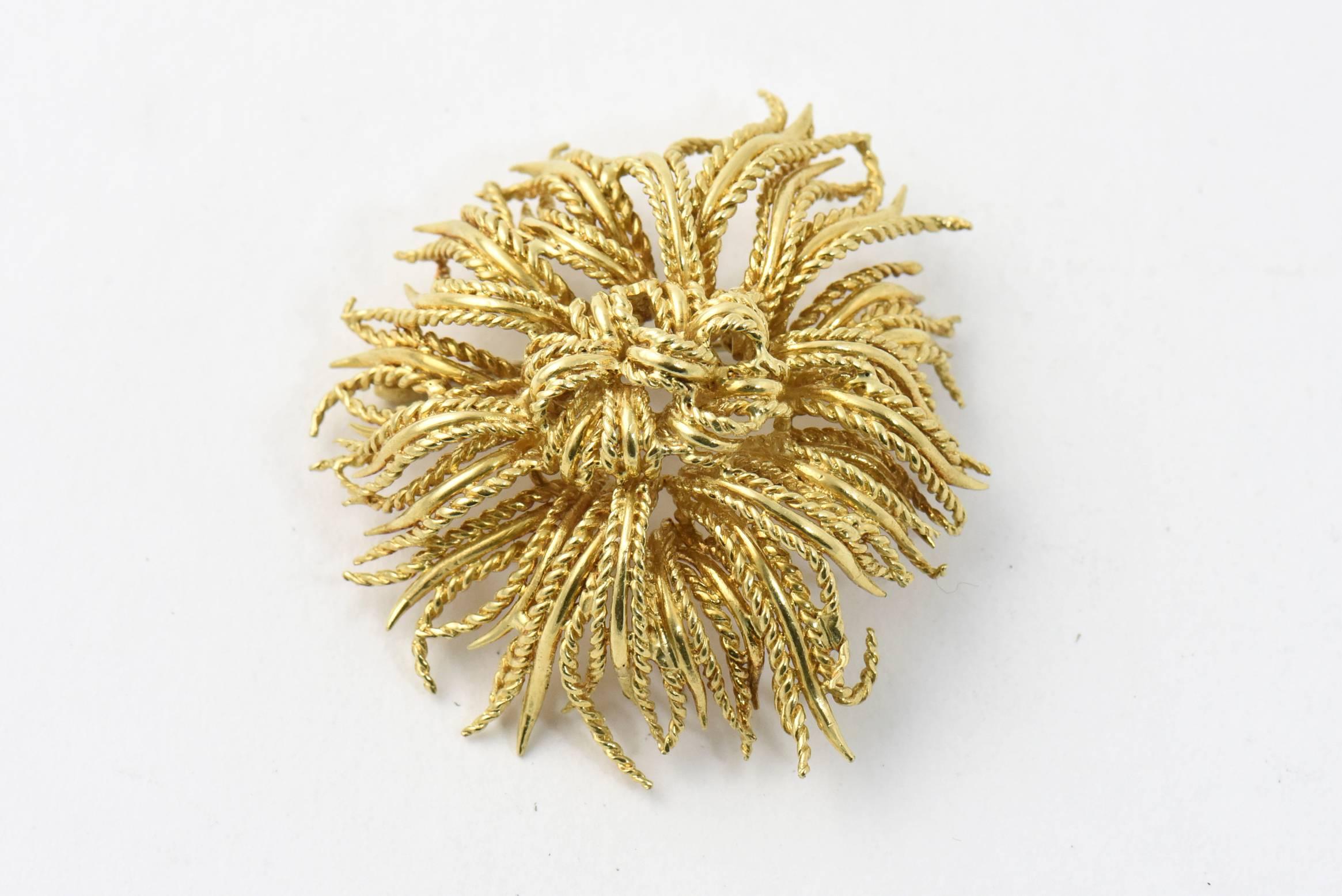 Tiffany & Co. Large Abstract Gold Rope Flower Brooch 4