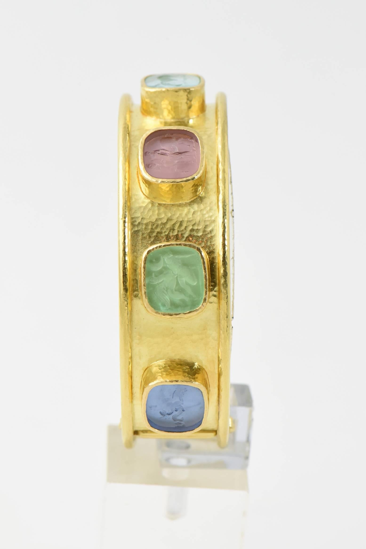 Elizabeth Locke Venetian Glass Intaglio & Gold Bangle Bracelet 1