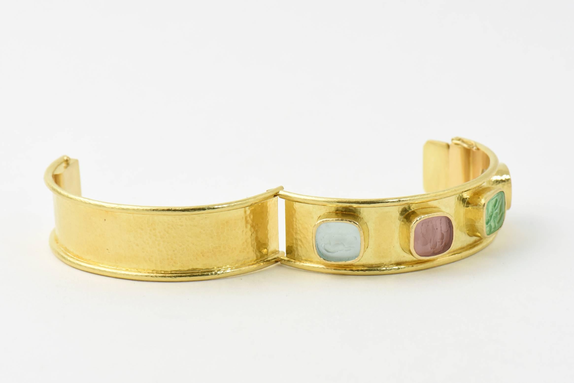 Elizabeth Locke Venetian Glass Intaglio & Gold Bangle Bracelet 3