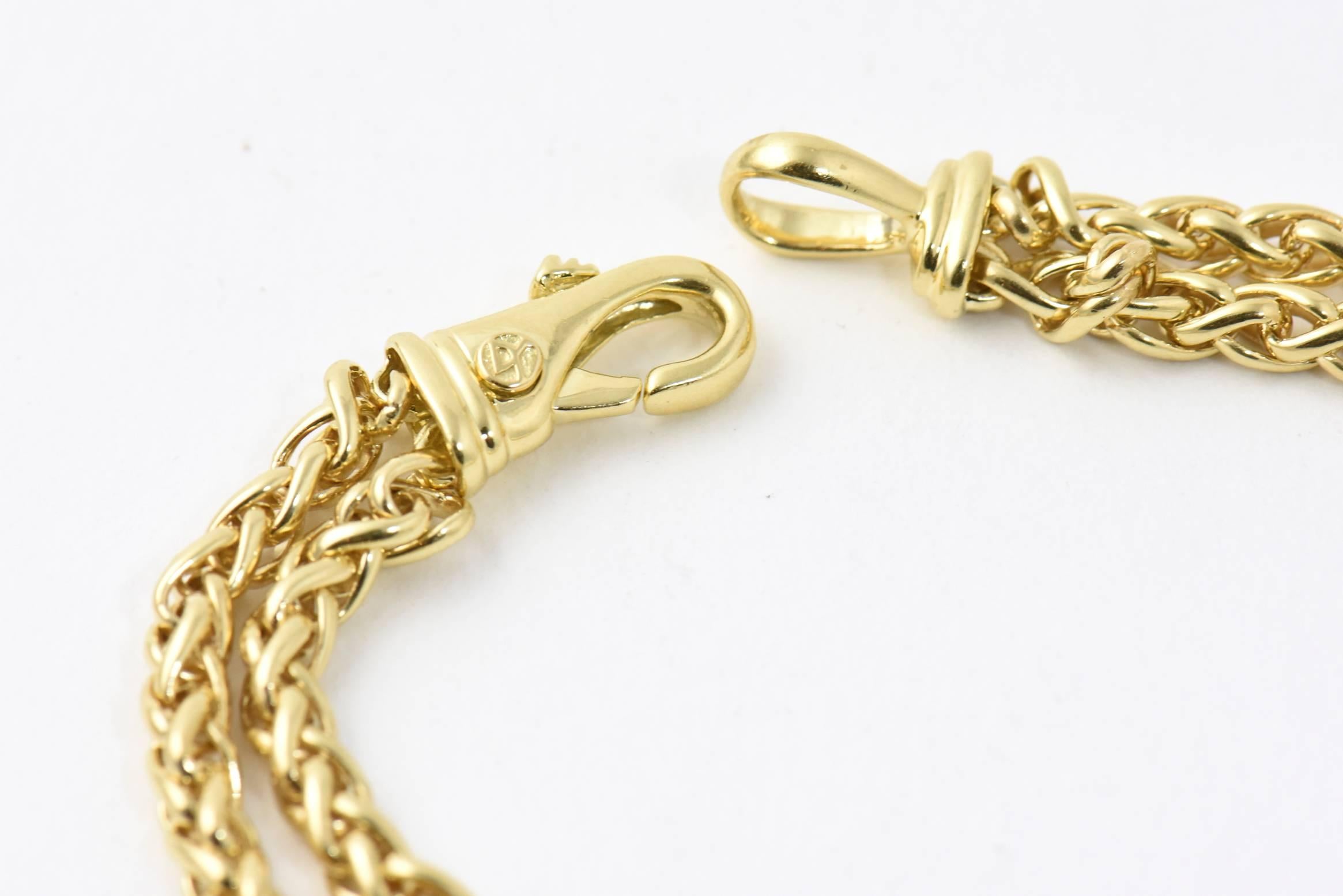 Cushion Cut David Yurman Amethyst Gold Necklace with Double Wheat Chain