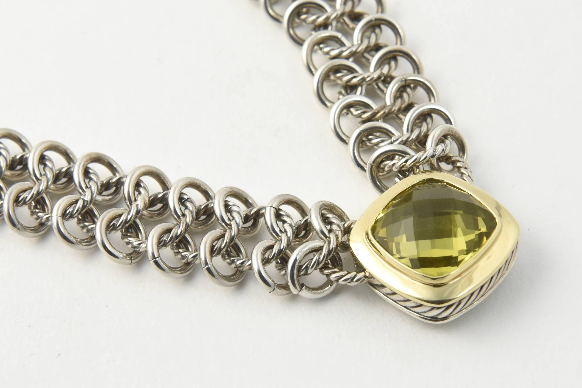 Women's David Yurman Prasiolite Quartz Sterling Gold Woven Cable Link Necklace