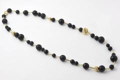 David Yurman 32" Onyx and Gold Popcorn Necklace