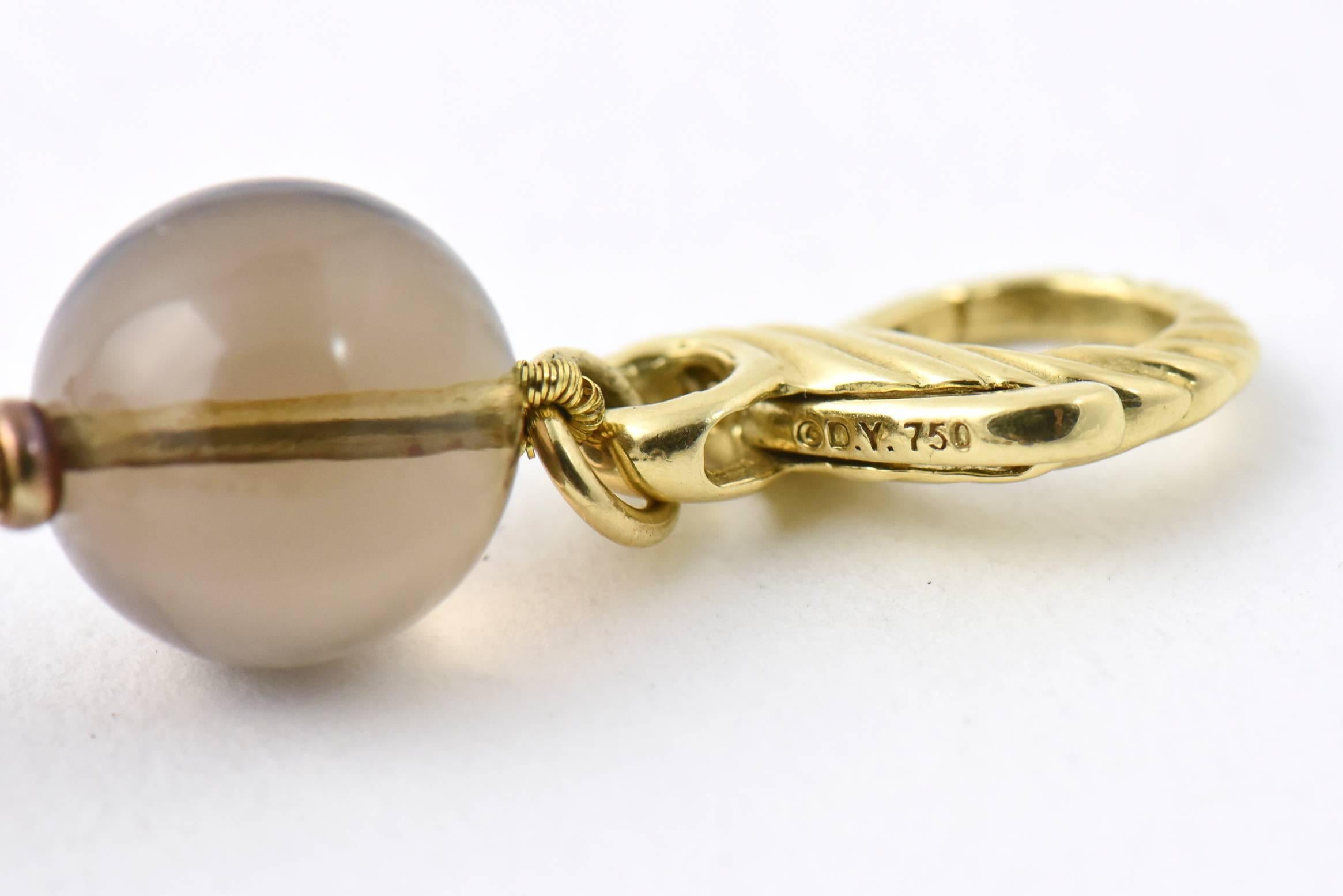 Women's David Yurman Warm Tone Gemstone Beads and Gold Popcorn Necklace