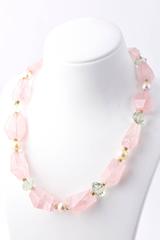 Yurman Signature Bead Collection Rose Quartz, Pearl & Prasiolite Gold Necklace