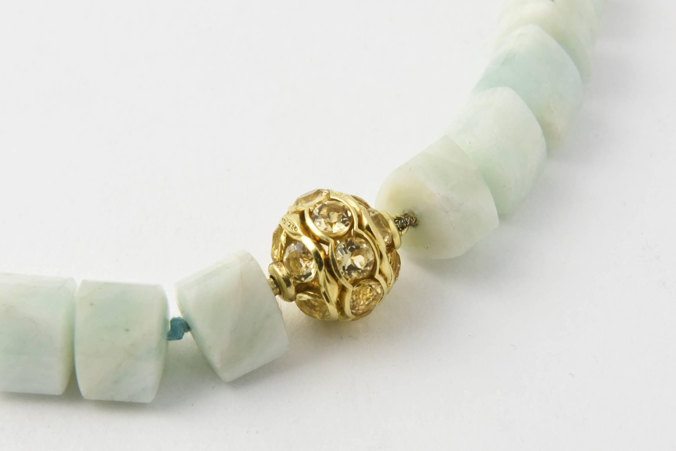 Bead David Yurman Couture Collection Aquamarine Necklace with Citrine and Gold Clasp