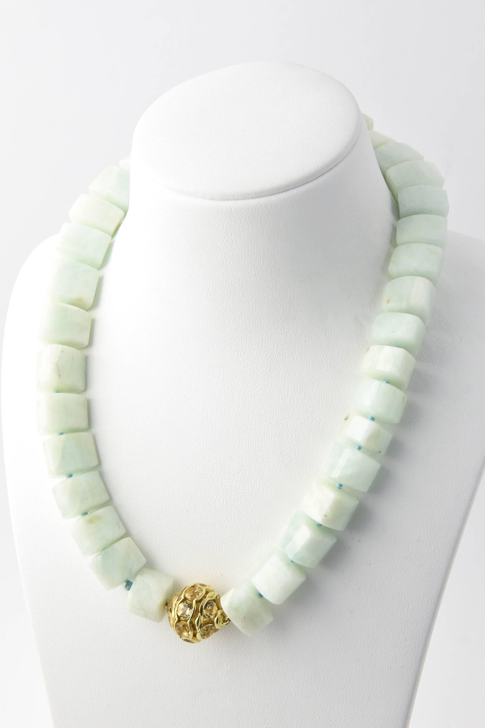 David Yurman Couture Collection Aquamarine Necklace with Citrine and Gold Clasp 1