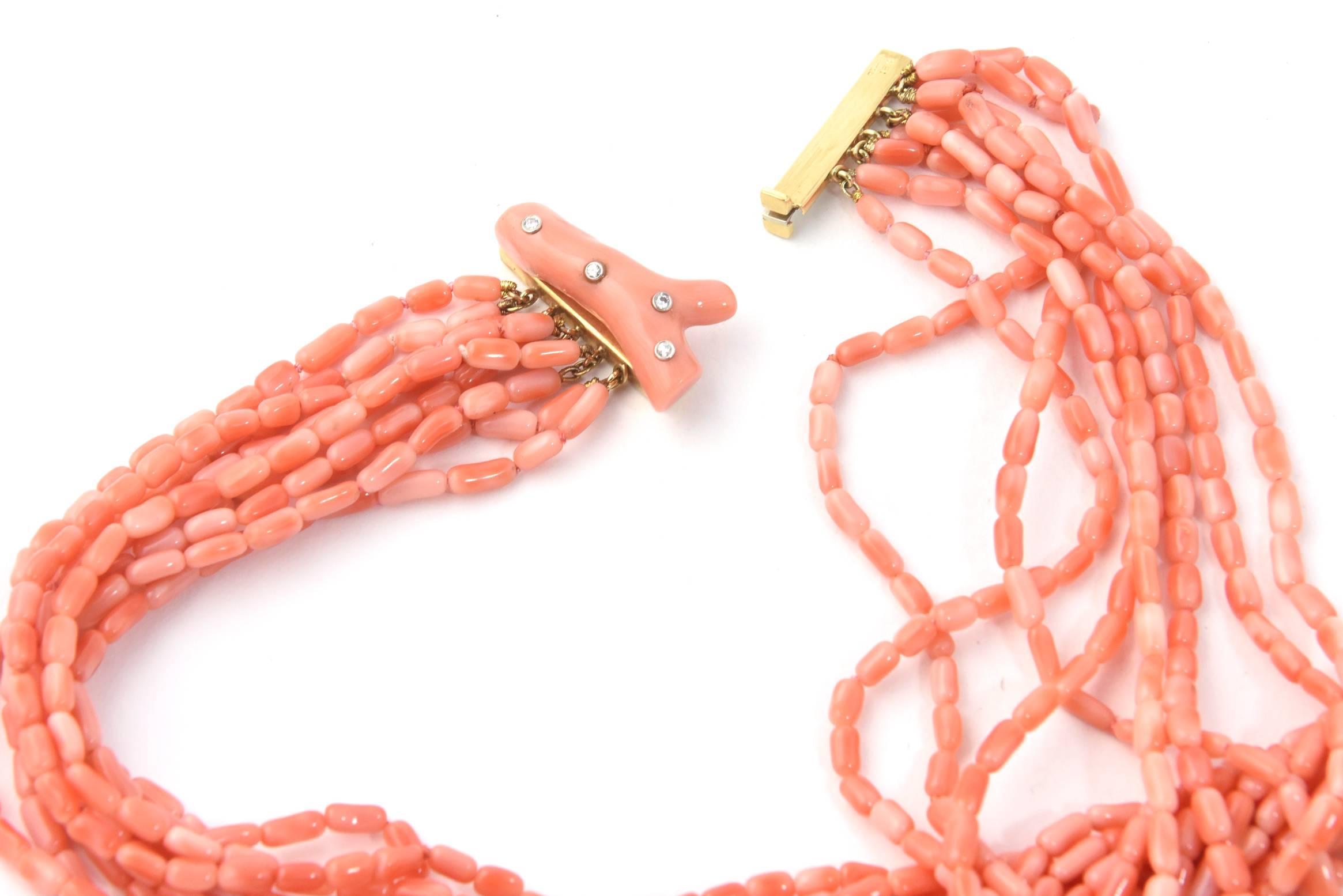 multi strand coral bead necklace