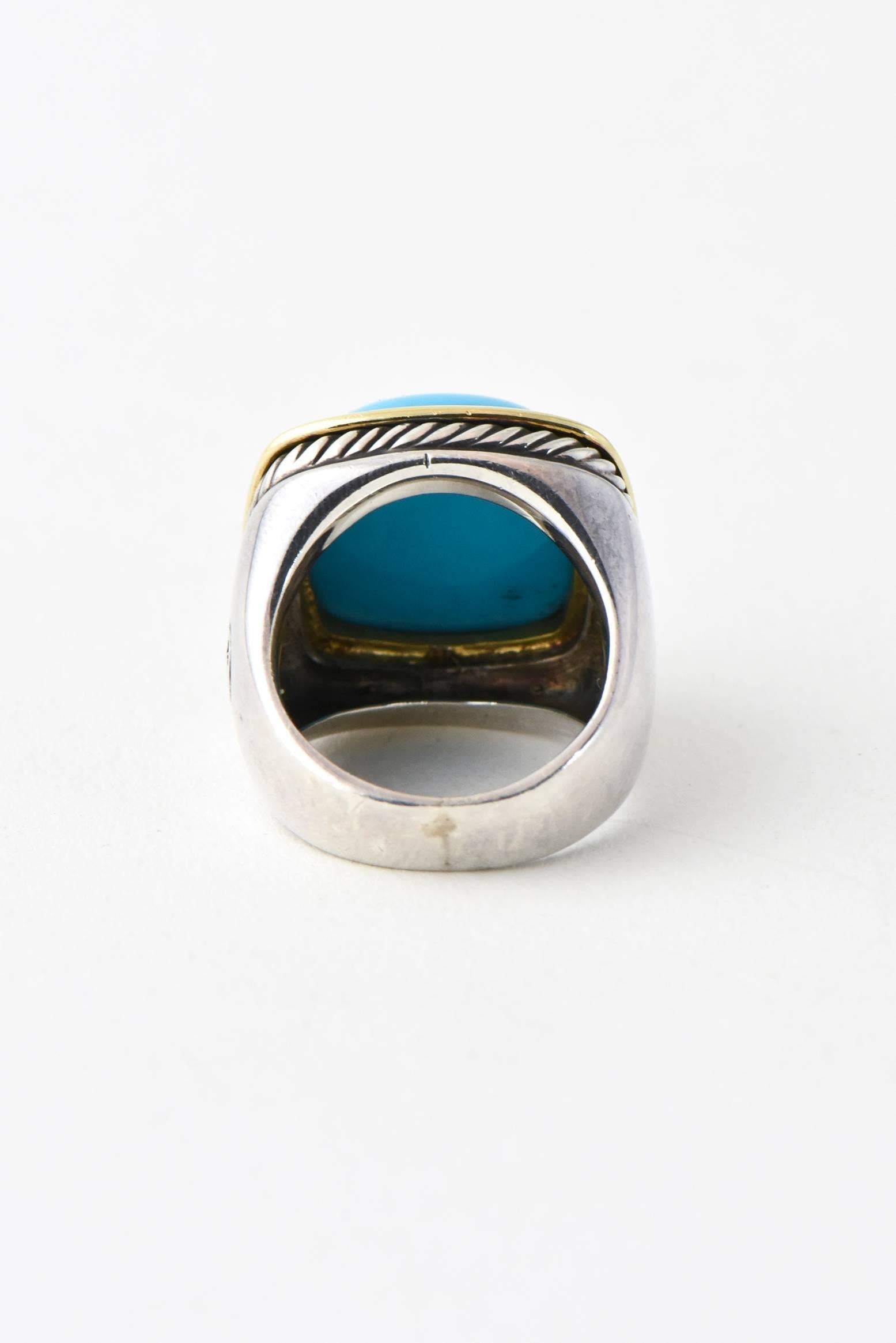 Women's or Men's David Yurman Turquoise Silver Gold Albion Ring