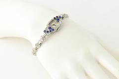 Hamilton Ladies Platinum Diamond Synthetic Sapphire Dress Wristwatch