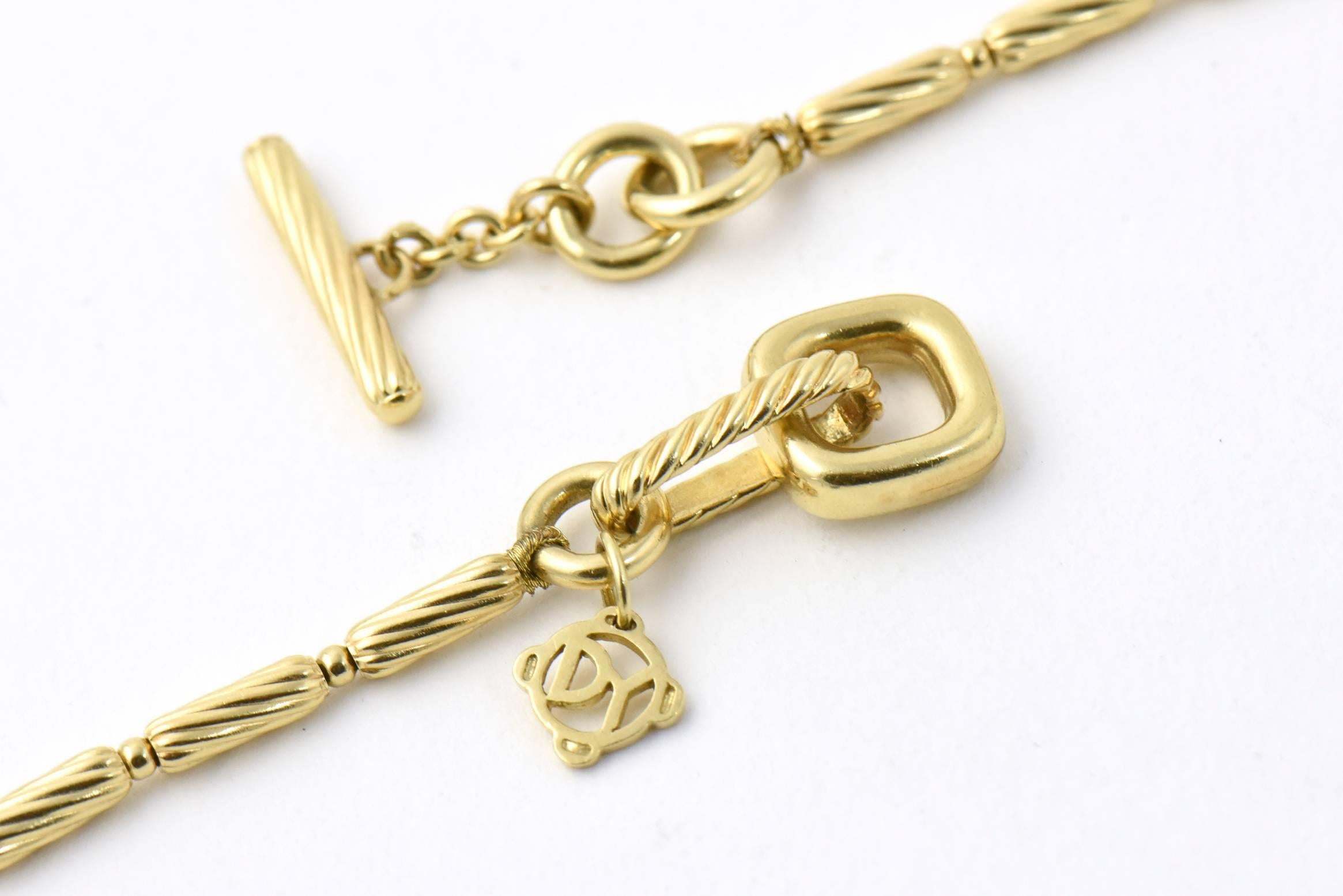 Women's or Men's David Yurman Smoky Quartz and Gold Cable Bead Necklace