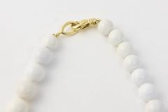David Yurman White Agate and Sculpted Gold Bead Necklace