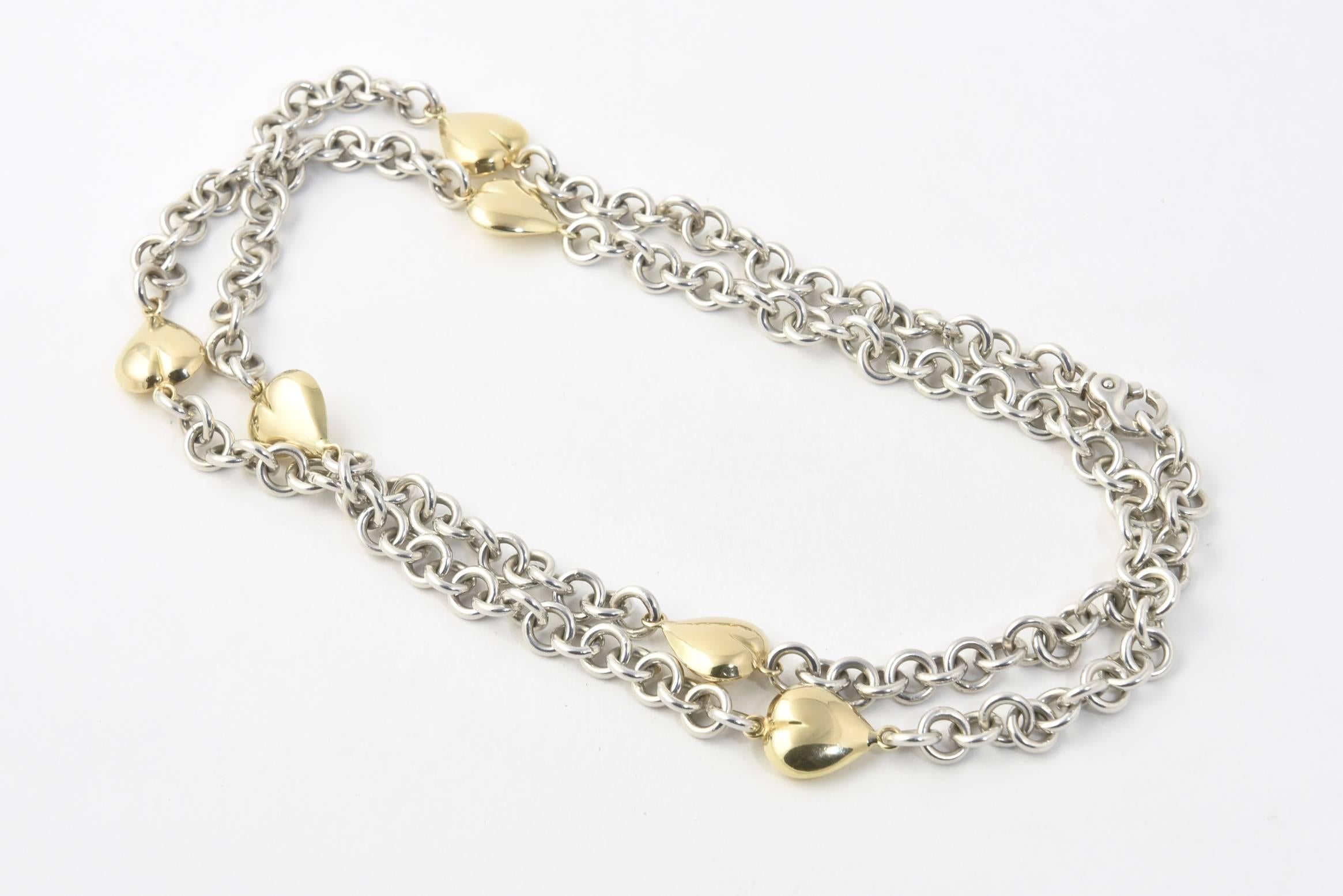 Gucci Gold Heart Station Sterling Chain Suite, Necklace and Bracelet 3