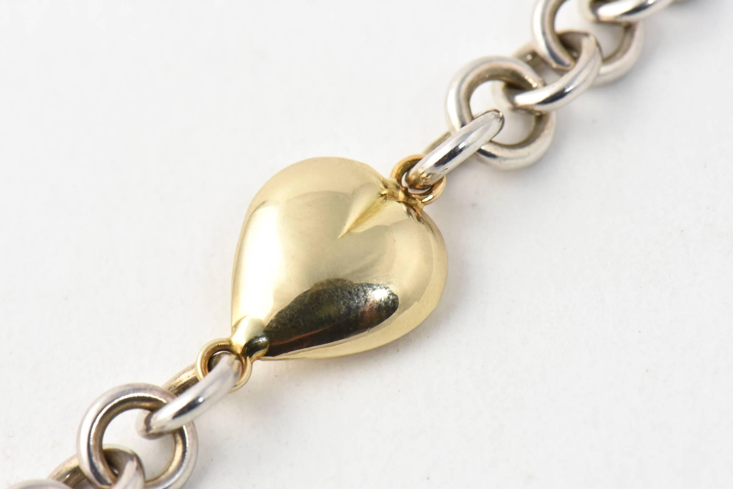 Gucci Gold Heart Station Sterling Chain Suite, Necklace and Bracelet 4