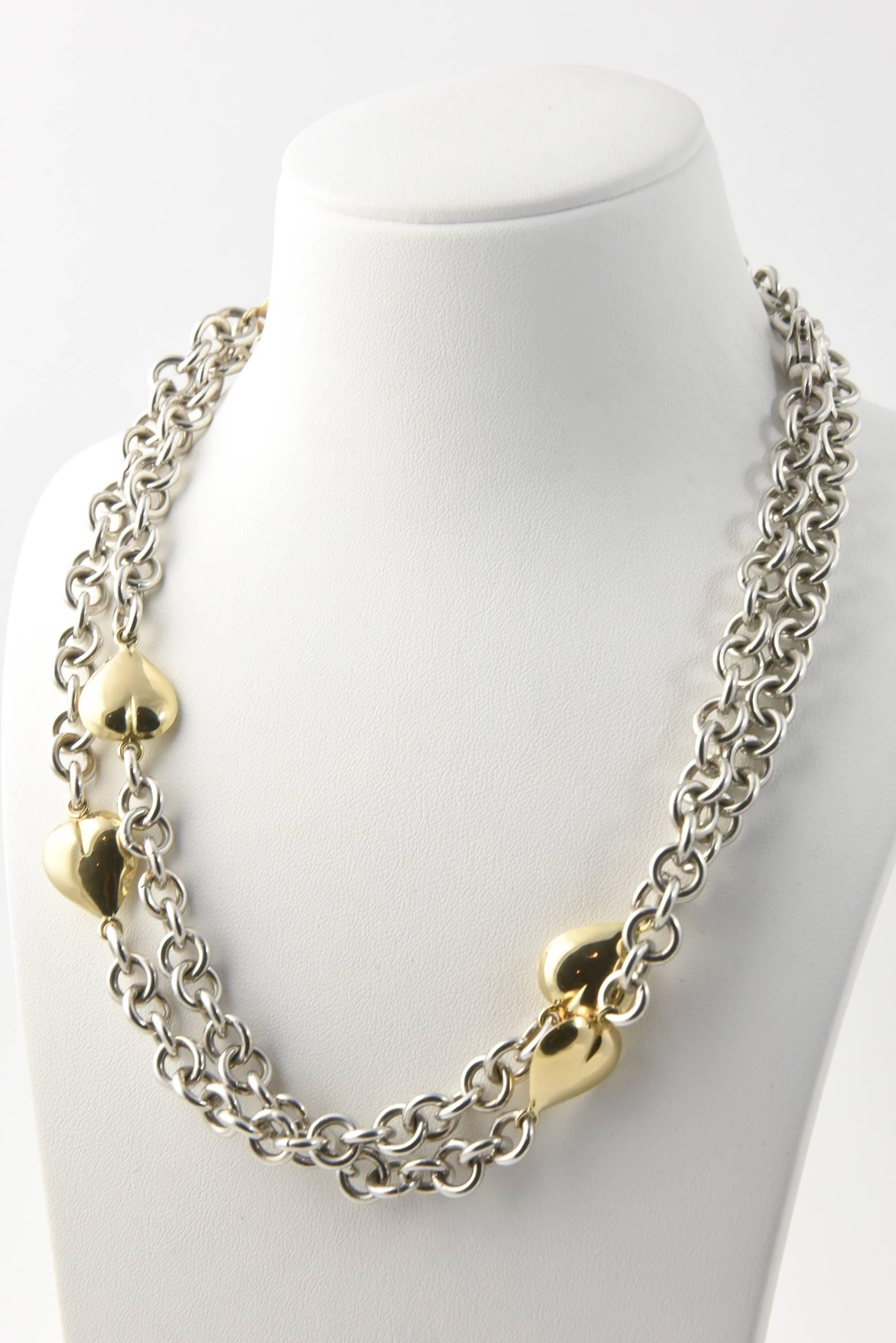 Gucci Gold Heart Station Sterling Chain Suite, Necklace and Bracelet 5