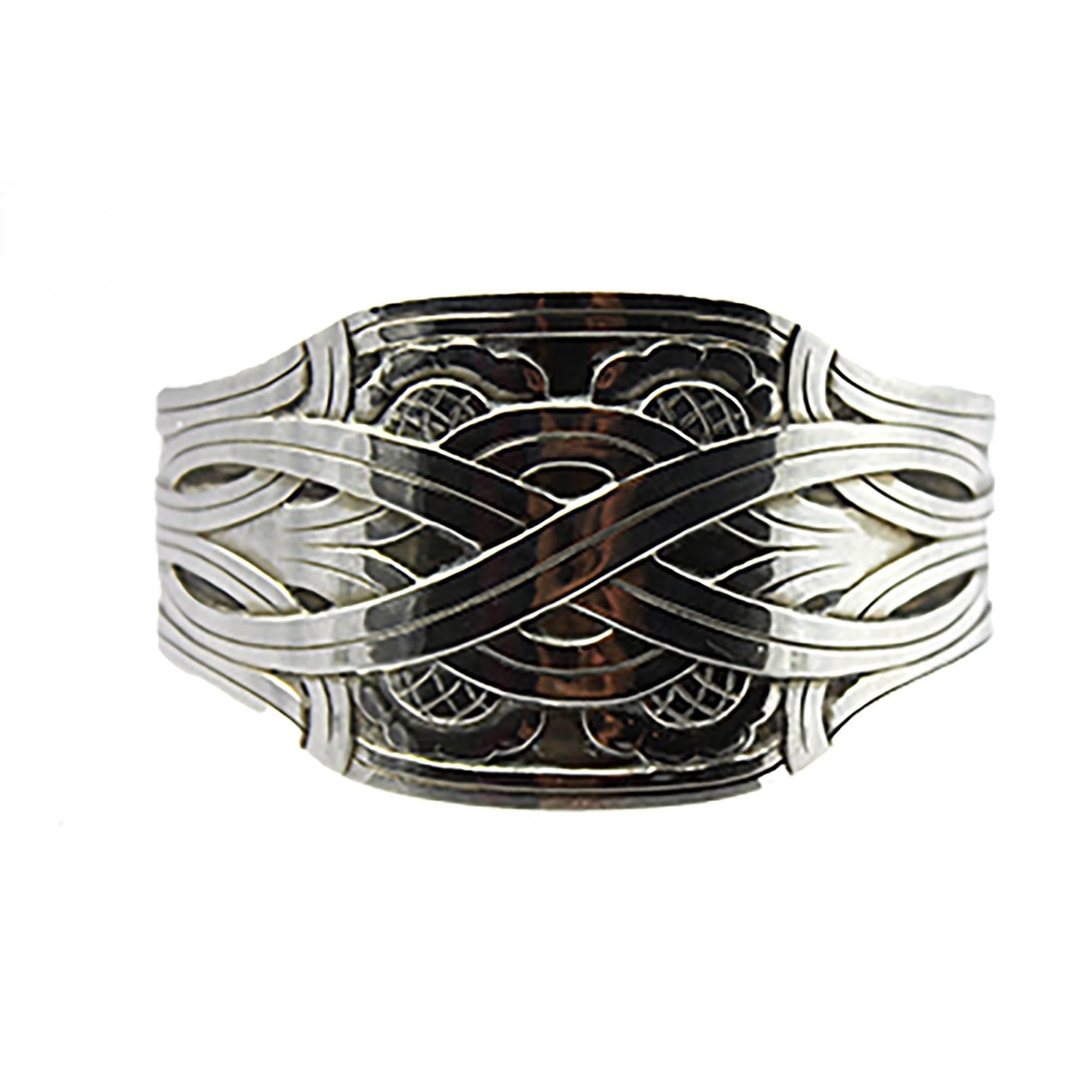 Georg Jensen Modernist Design Sterling Cuff Bracelet In Excellent Condition In Miami Beach, FL