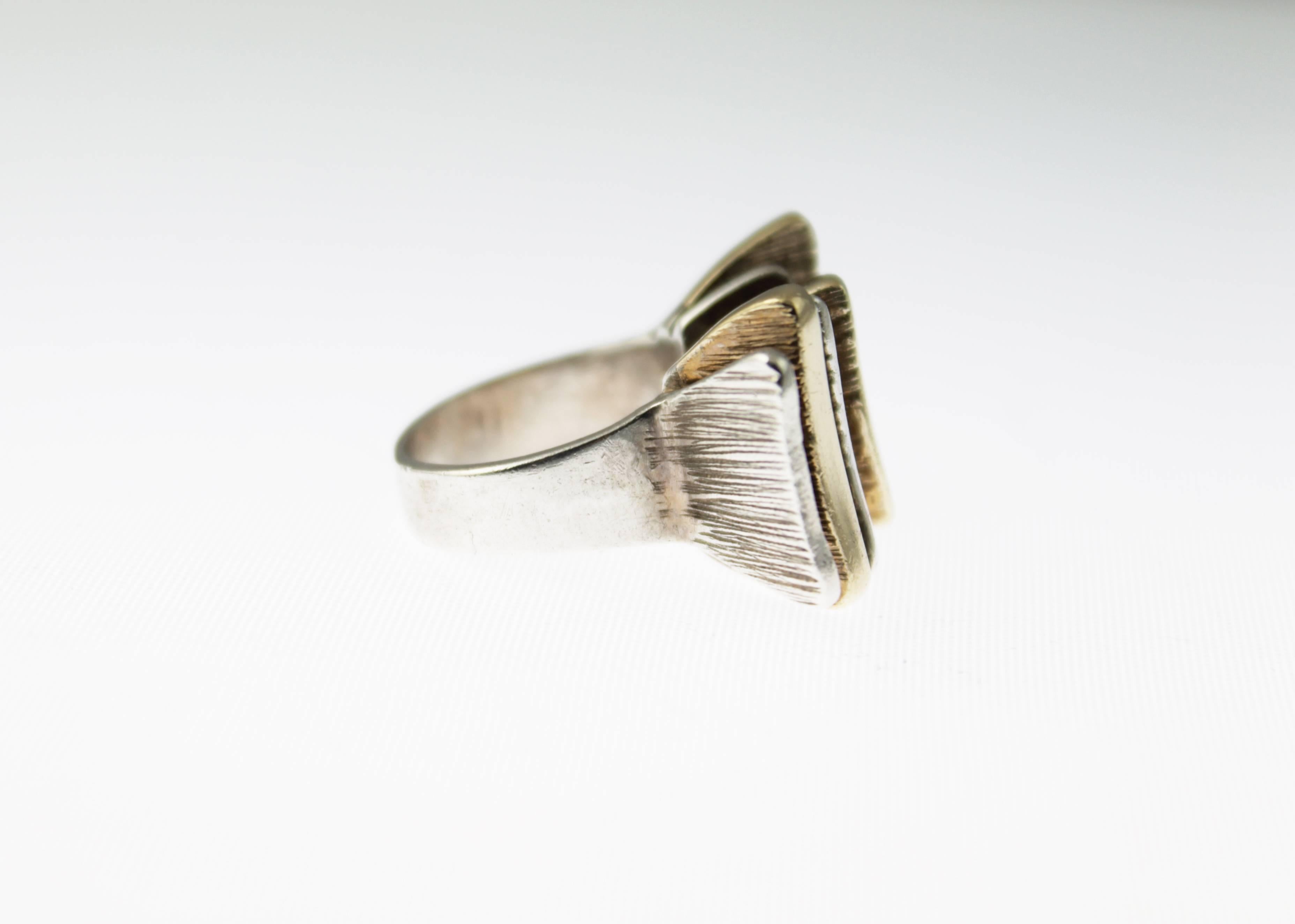 Mid-Century Modern Silver and Gold Ring In Good Condition In Miami Beach, FL