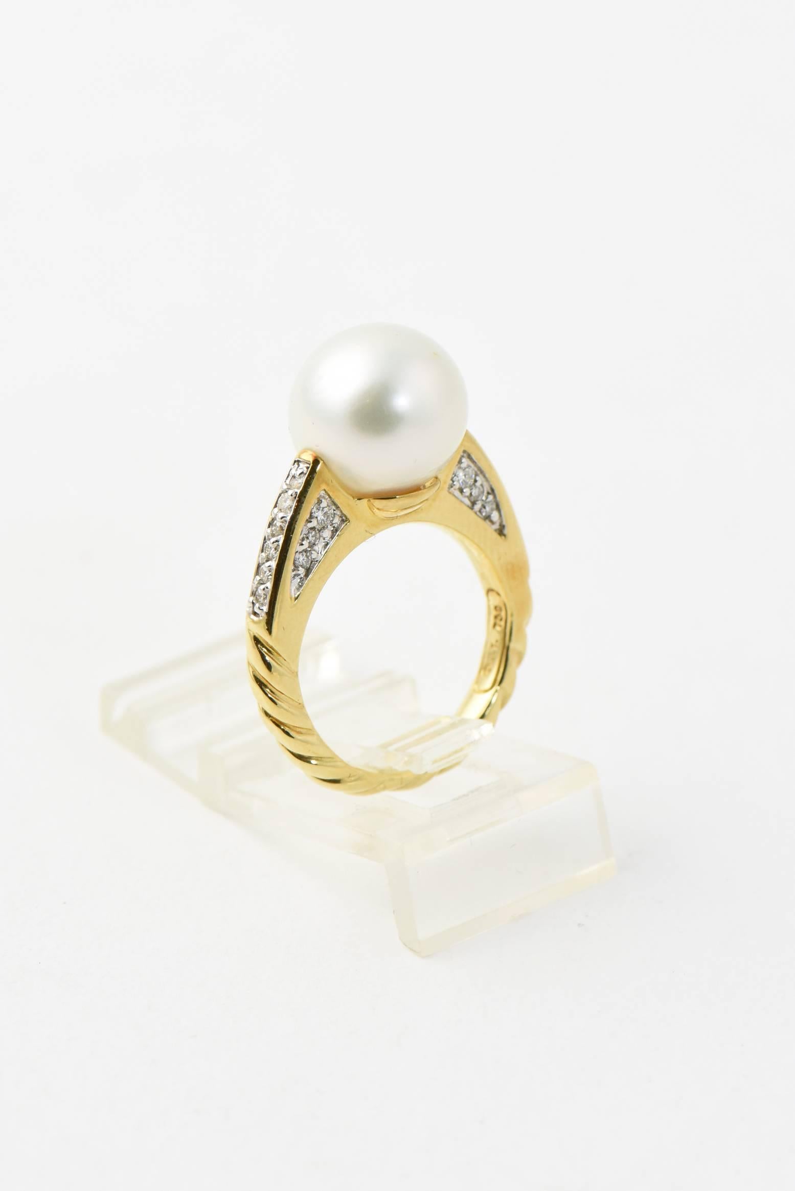 Women's David Yurman Pearl Diamond Gold Ring