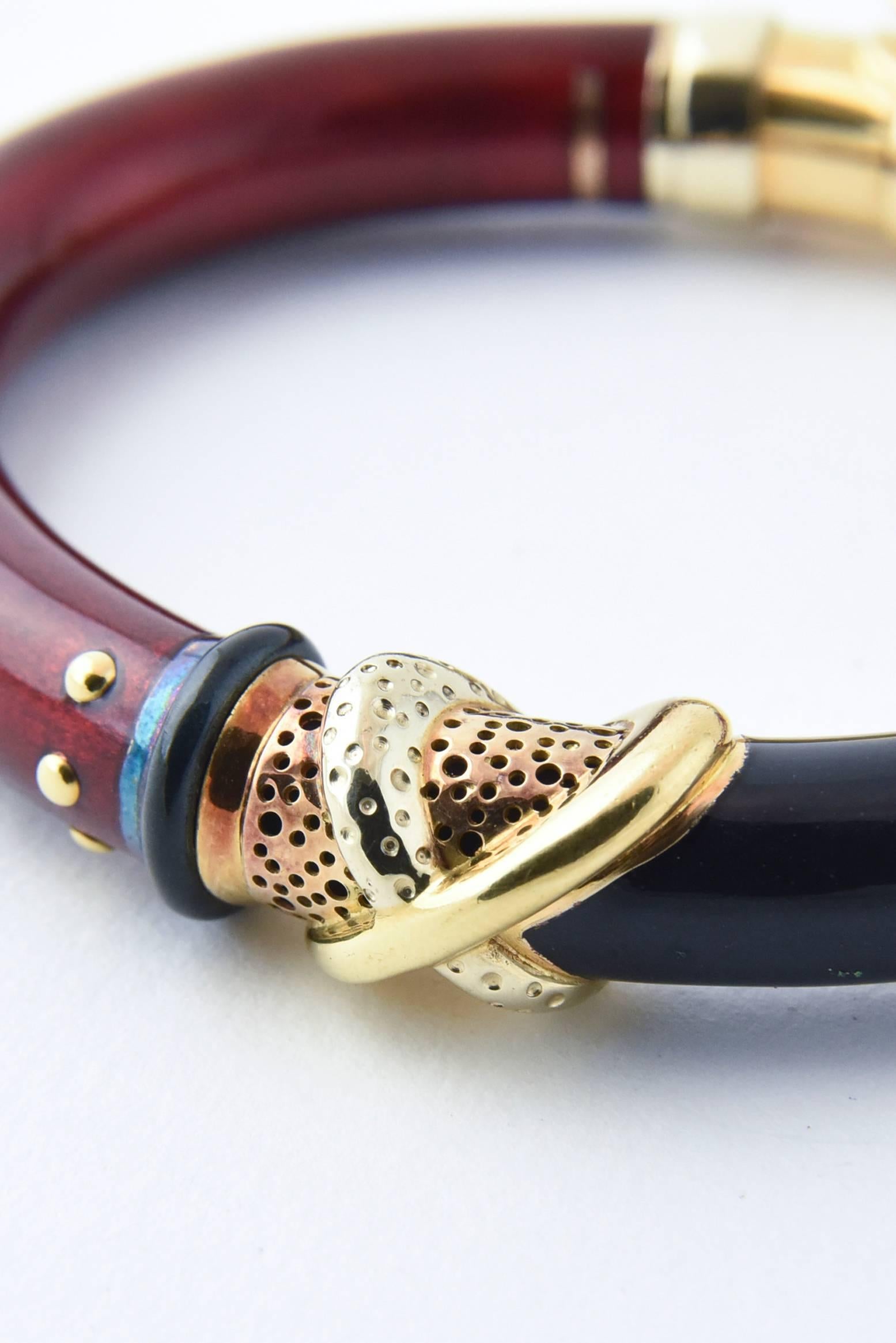 Nouvelle Bague Warm Enamel Gold Bangle Bracelet at 1stDibs | bague bracelet