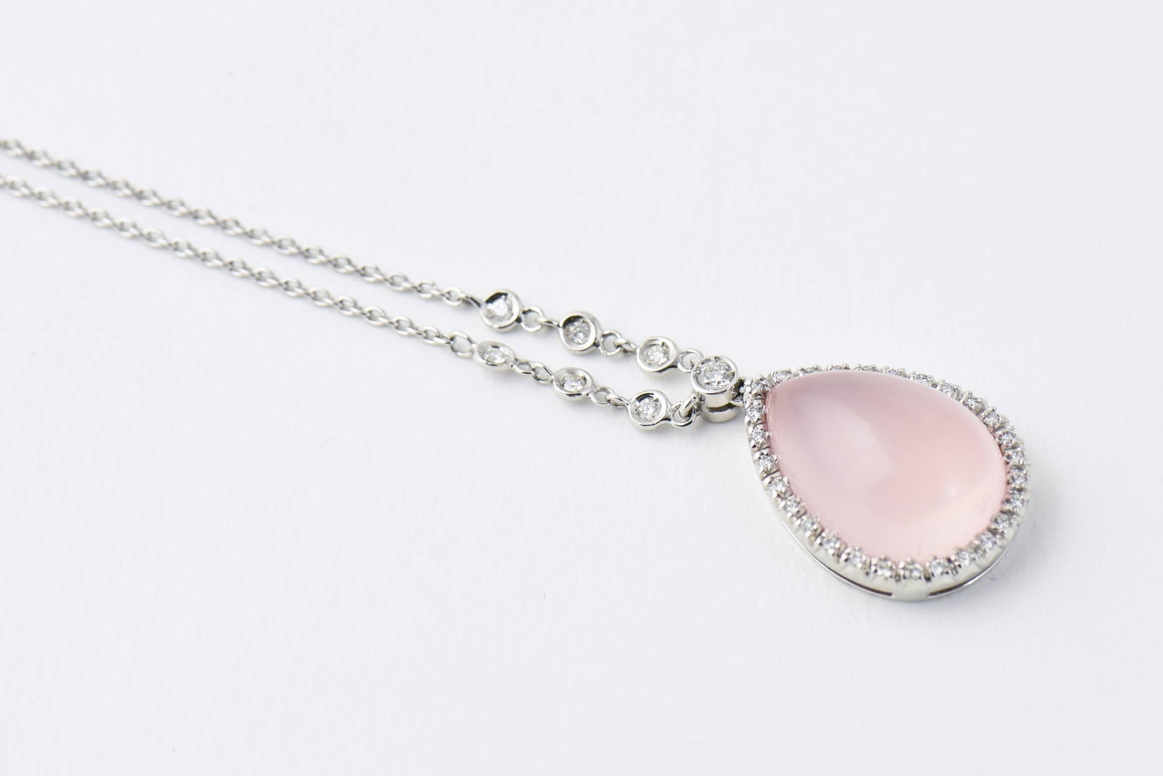 rose quartz diamond necklace