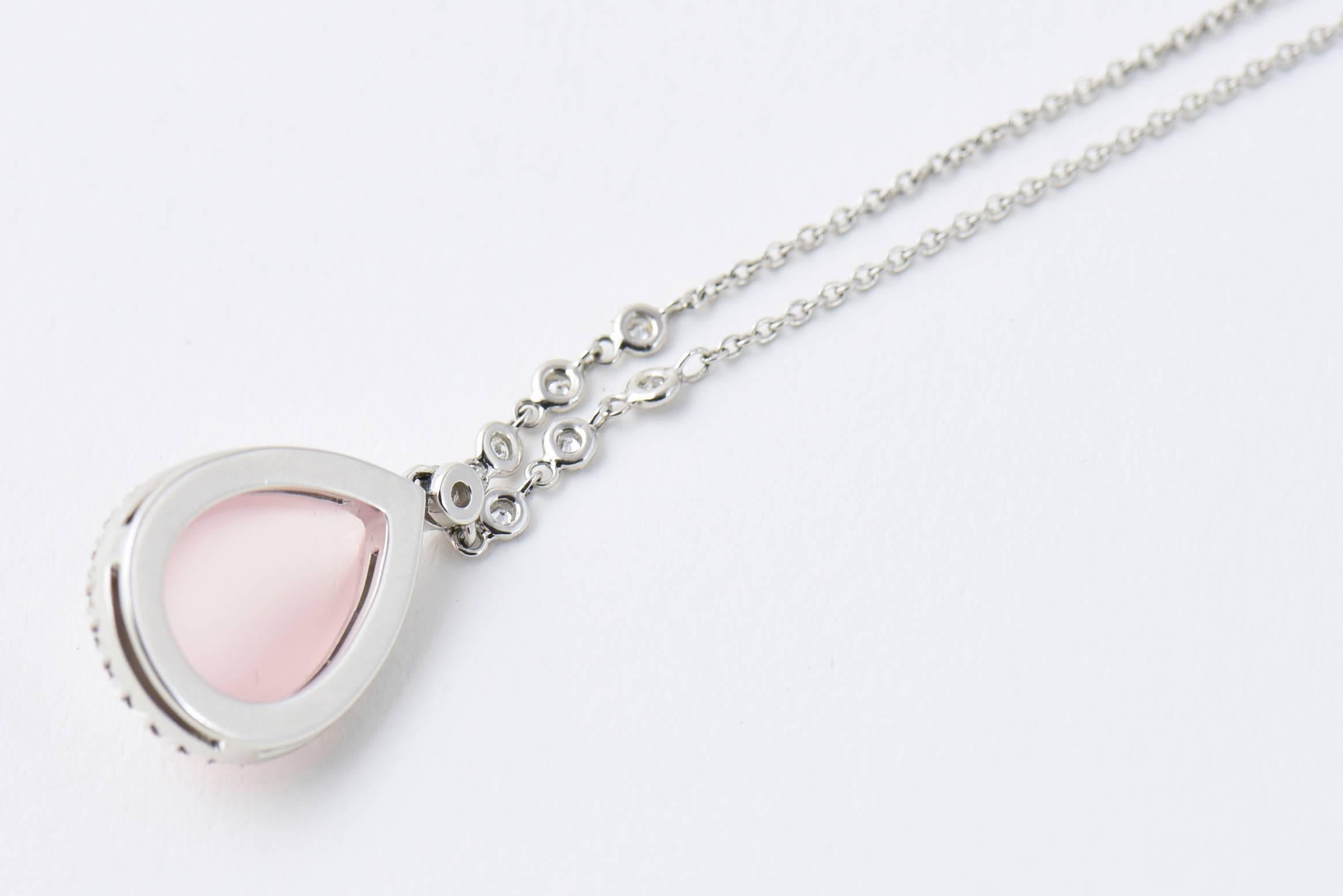 rose quartz and diamond necklace