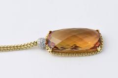 David Yurman Citrine Diamond Pendant Gold Necklace