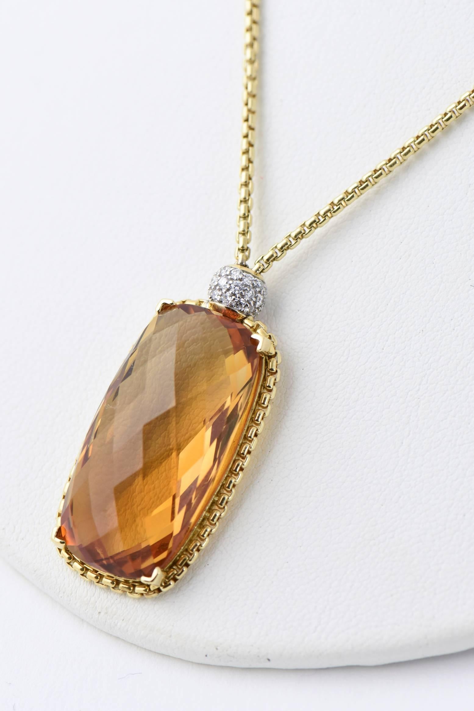 Women's David Yurman Citrine Diamond Pendant Gold Necklace