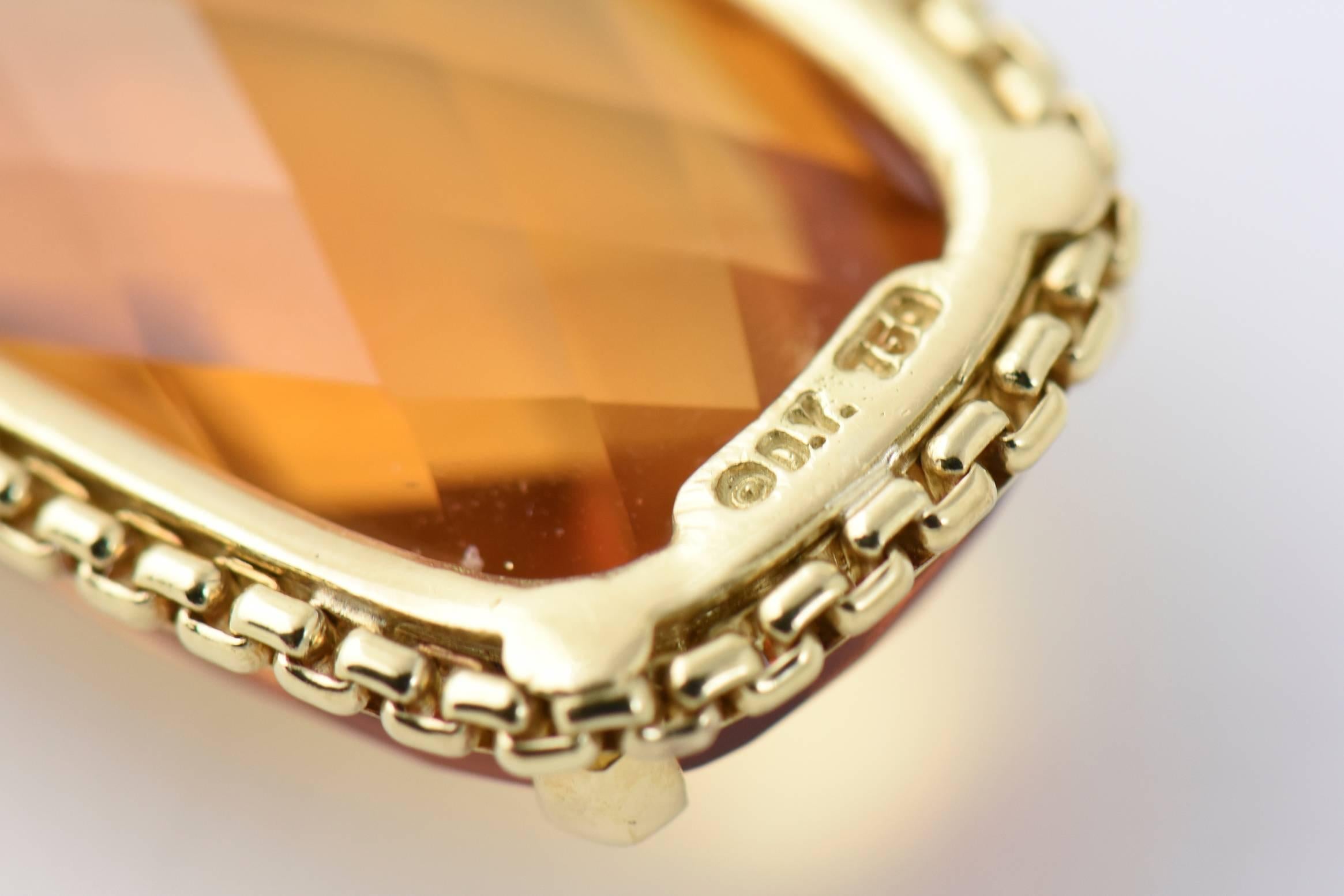 David Yurman Citrine Diamond Pendant Gold Necklace 1