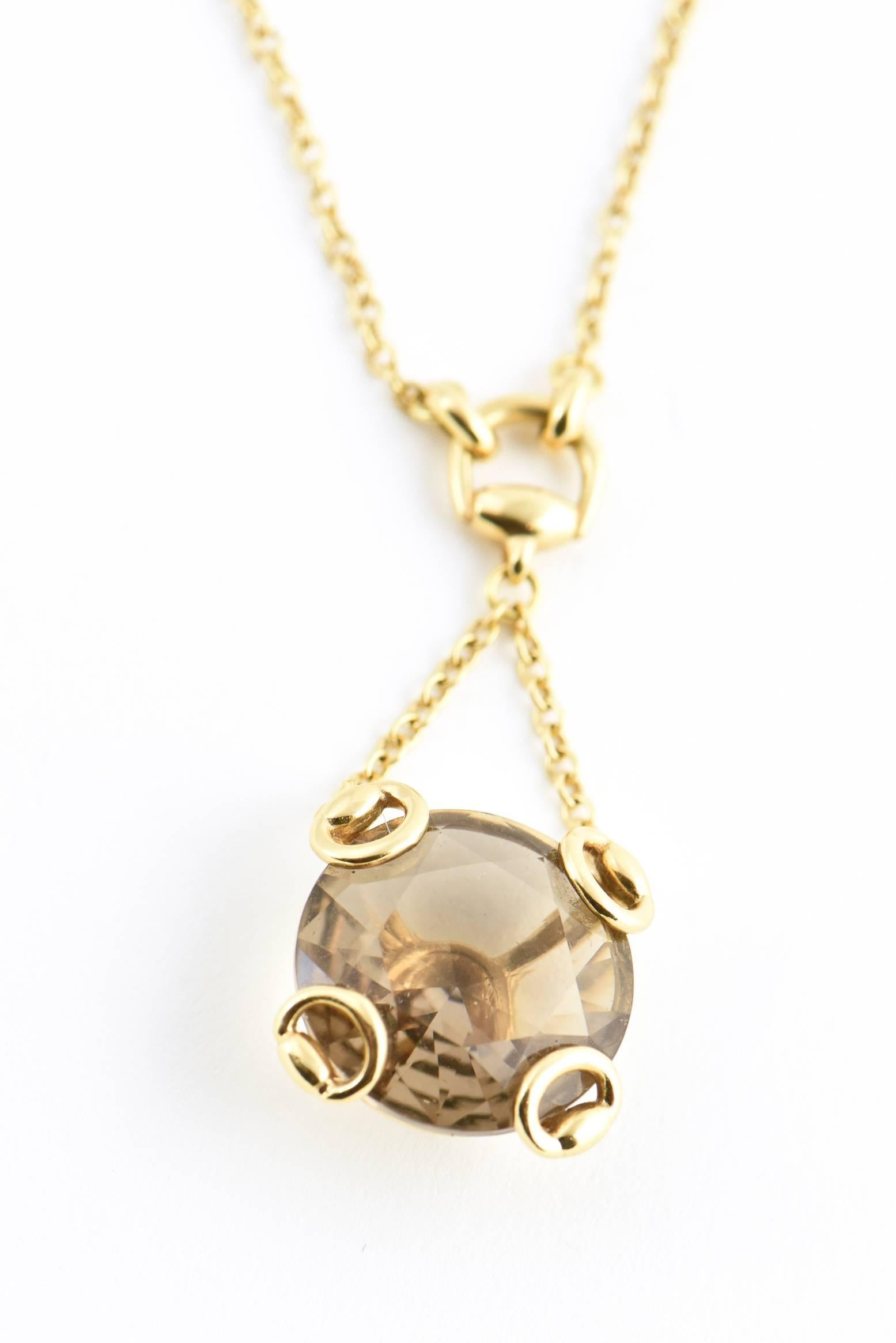 Gucci Smoky Quartz Gold Horsebit Necklace 3
