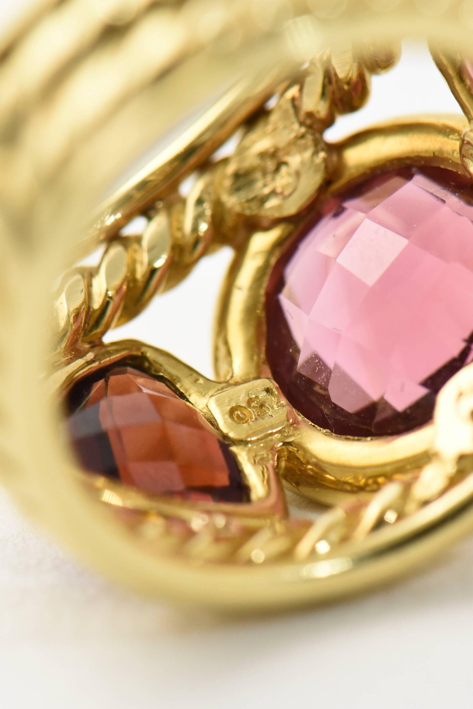 Women's or Men's David Yurman Renaissance Rubelite Garnet Gold Ring