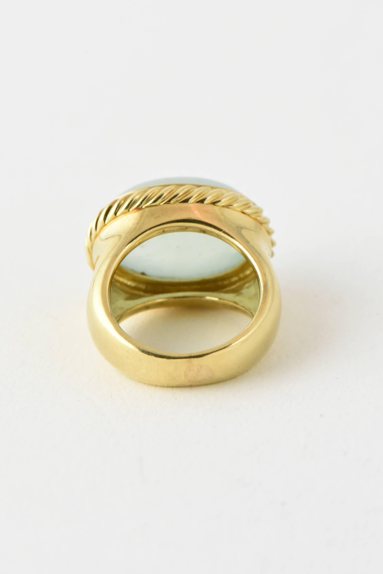 David Yurman Blue Quartz and Gold Signature Ring In Excellent Condition In Miami Beach, FL