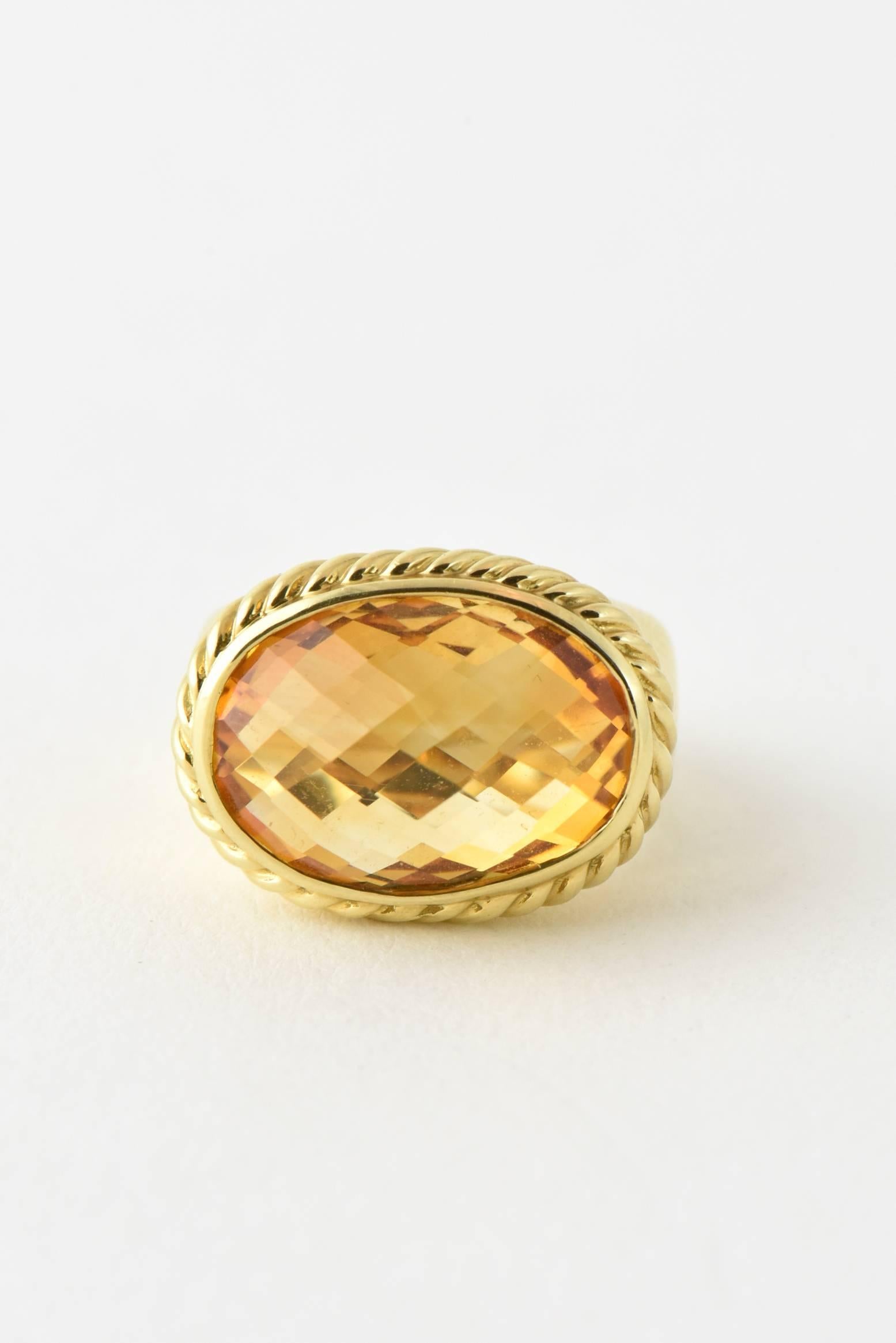 Yurman Citrine Signature Gold Ring In Good Condition For Sale In Miami Beach, FL