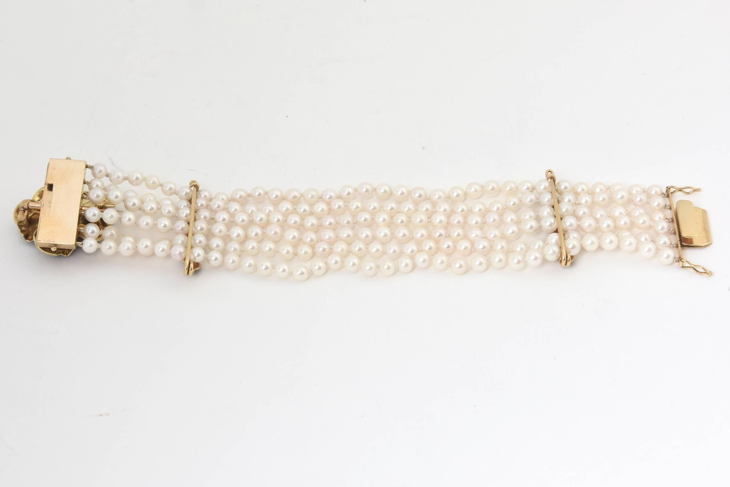 Viktorianische viktorianische schwarze Emaille Stiefmütterchen-Goldbrosche mit passendem Perlenarmband Damen im Angebot
