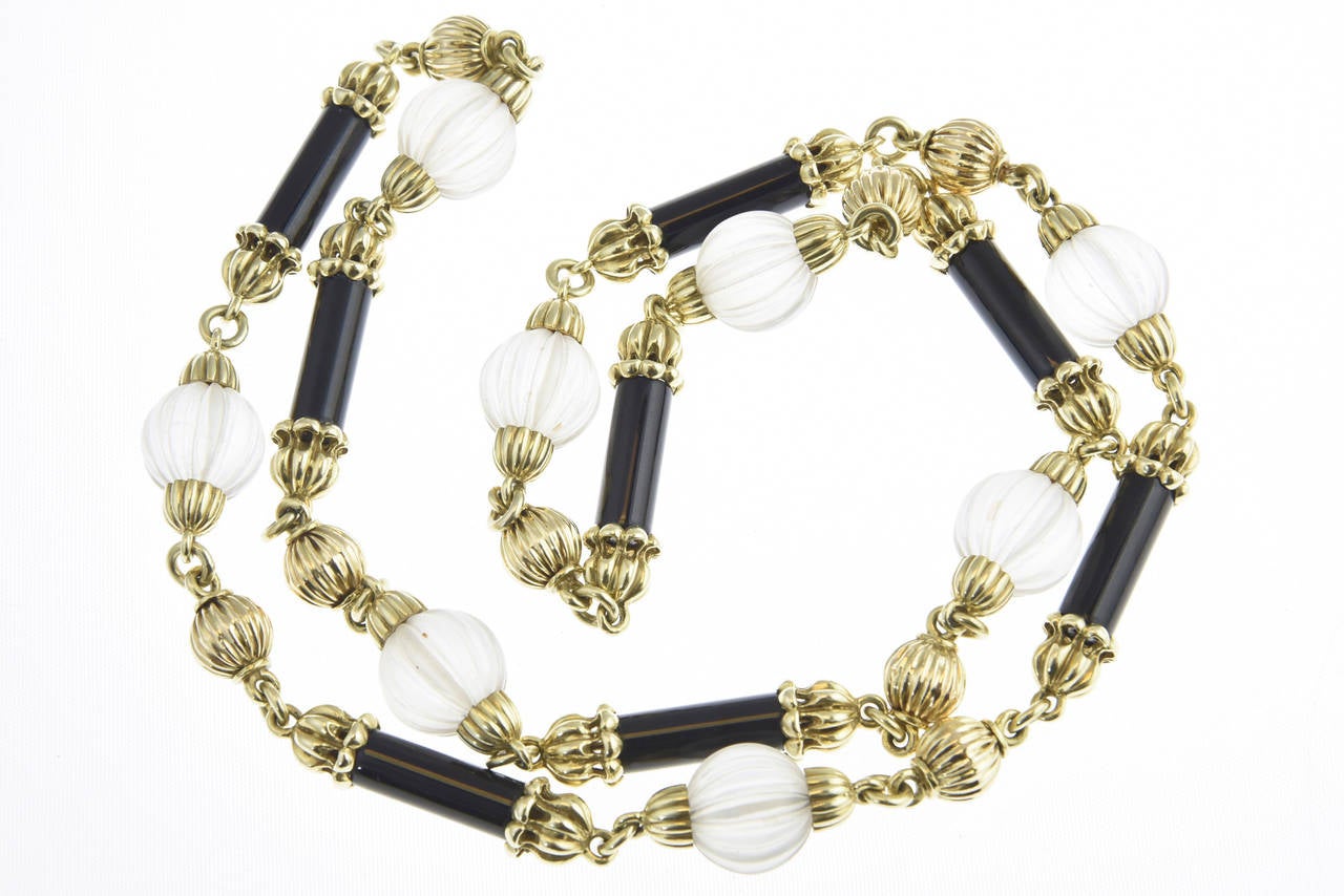1970s Onyx and Crystal Gold Necklace 3