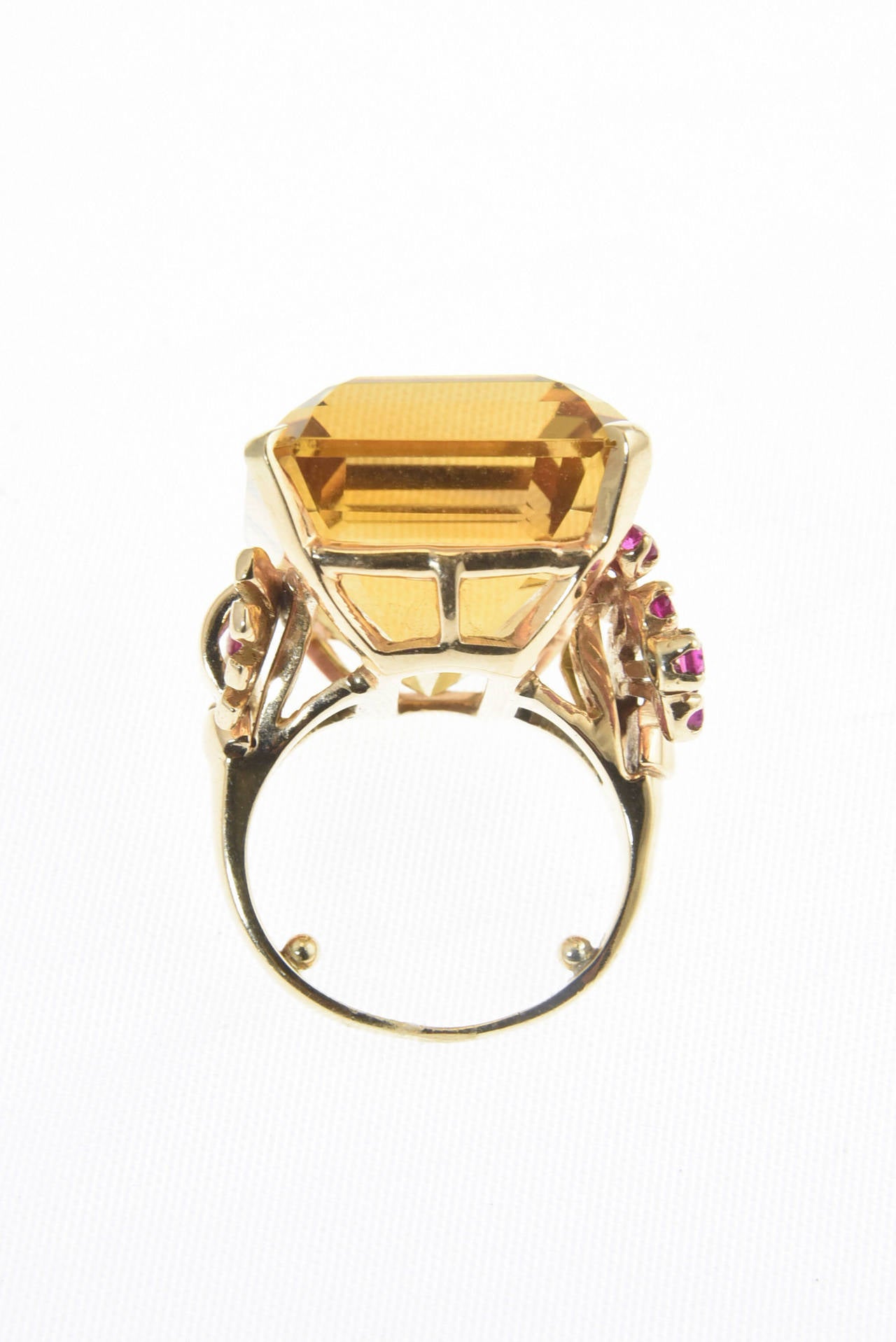 1940s Retro Citrine and Ruby Rose Gold Ring 2