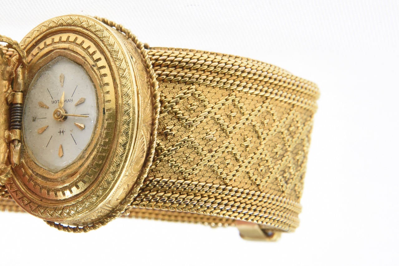 Hamilton Yellow Gold Diamond Buckle Bracelet Wristwatch 3