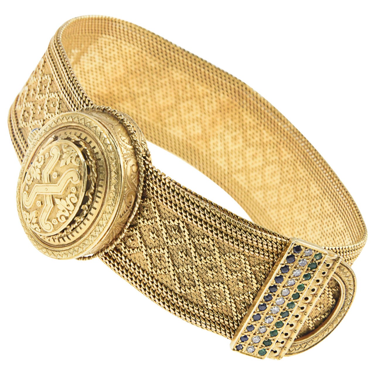 Hamilton Yellow Gold Diamond Buckle Bracelet Wristwatch