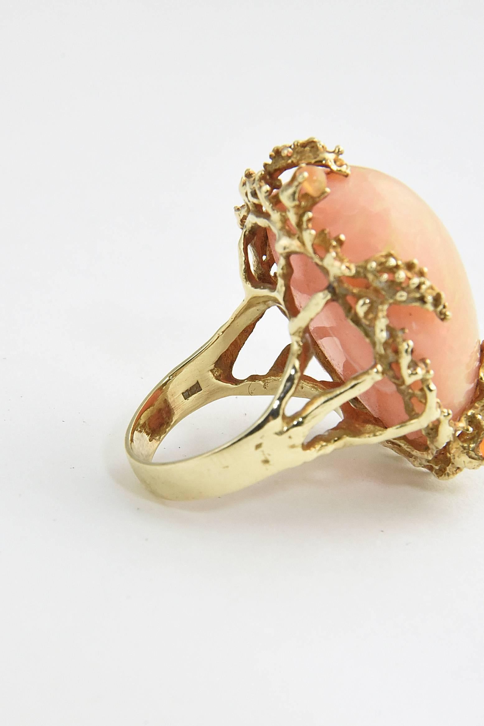 1960s Mexican Opal Gold Statement Ring 2