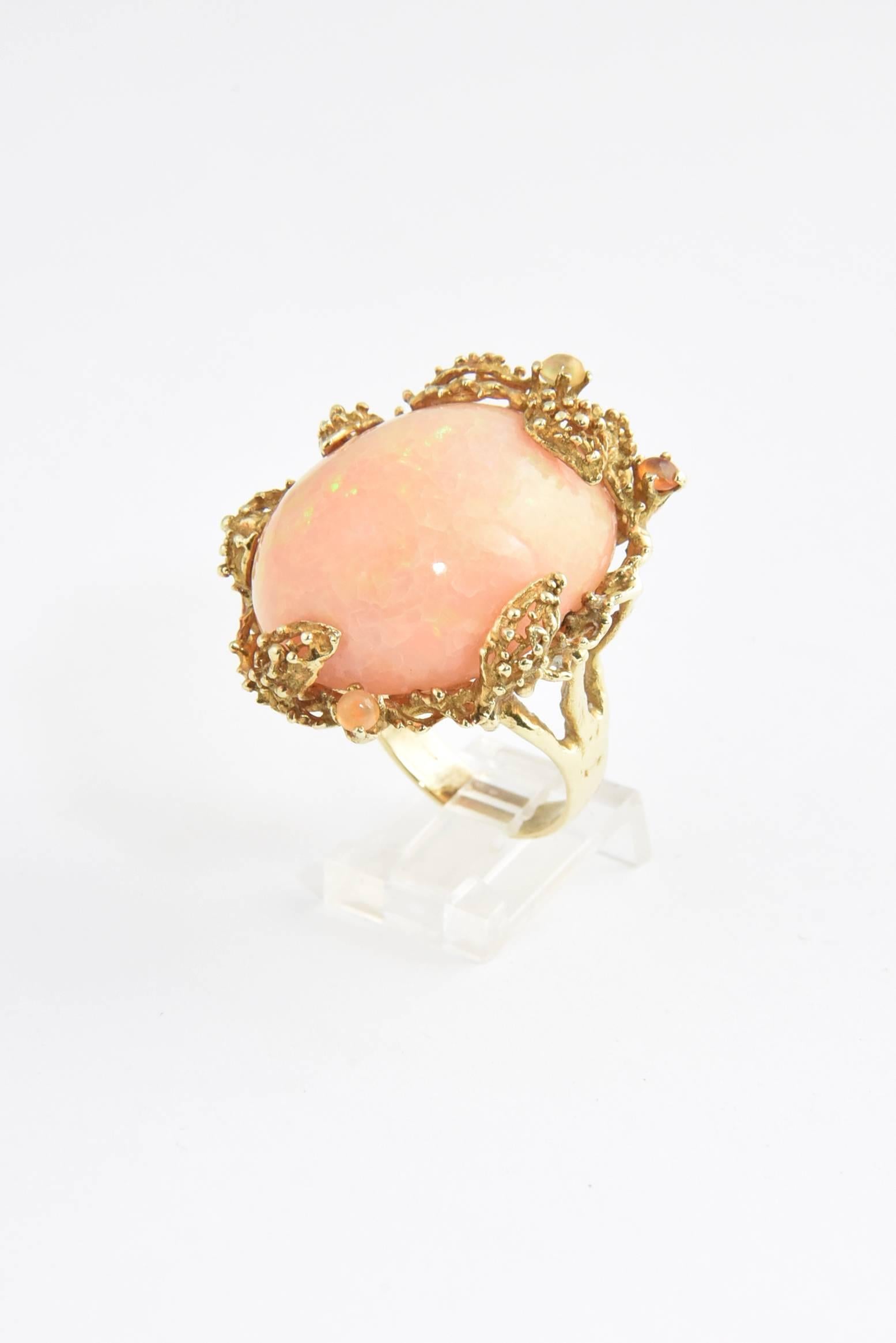 1960s Mexican Opal Gold Statement Ring 4