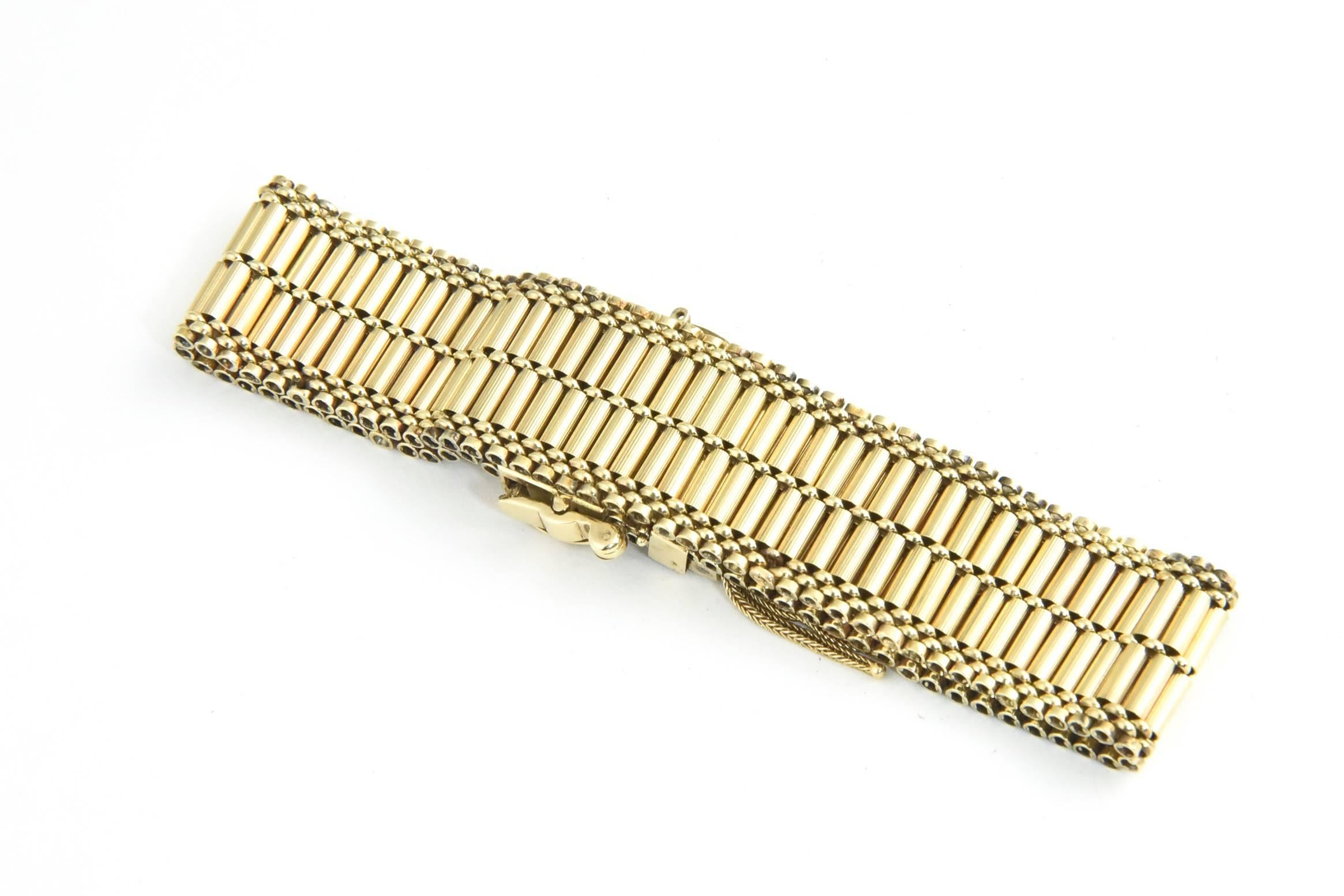 1950s Victorian Revival Gold Buckle Bracelet with Tassels In Good Condition In Miami Beach, FL
