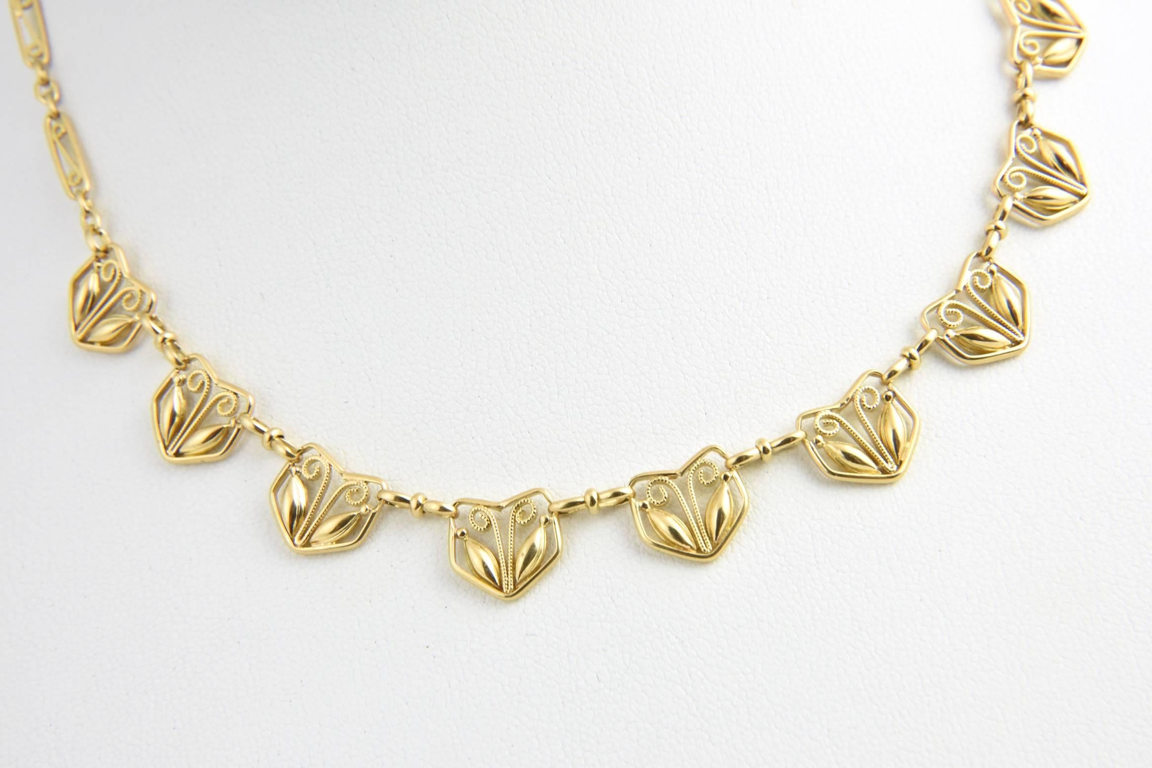 Women's Arts & Crafts French Gold Heart Necklace