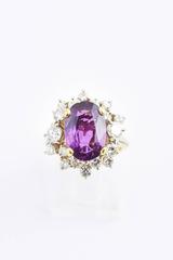 4 Carat Oval Pinkish Purple Sapphire Diamond Gold Cocktail Ring with GIA Cert