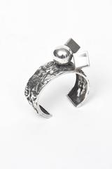 Modernist Brutalist Design Sterling Silver Cuff Bracelet by Rachel Gera