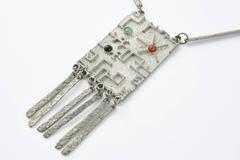 Brutalist Modernist Sterling Space Age Tassel Necklace by Aaron Rubinstein
