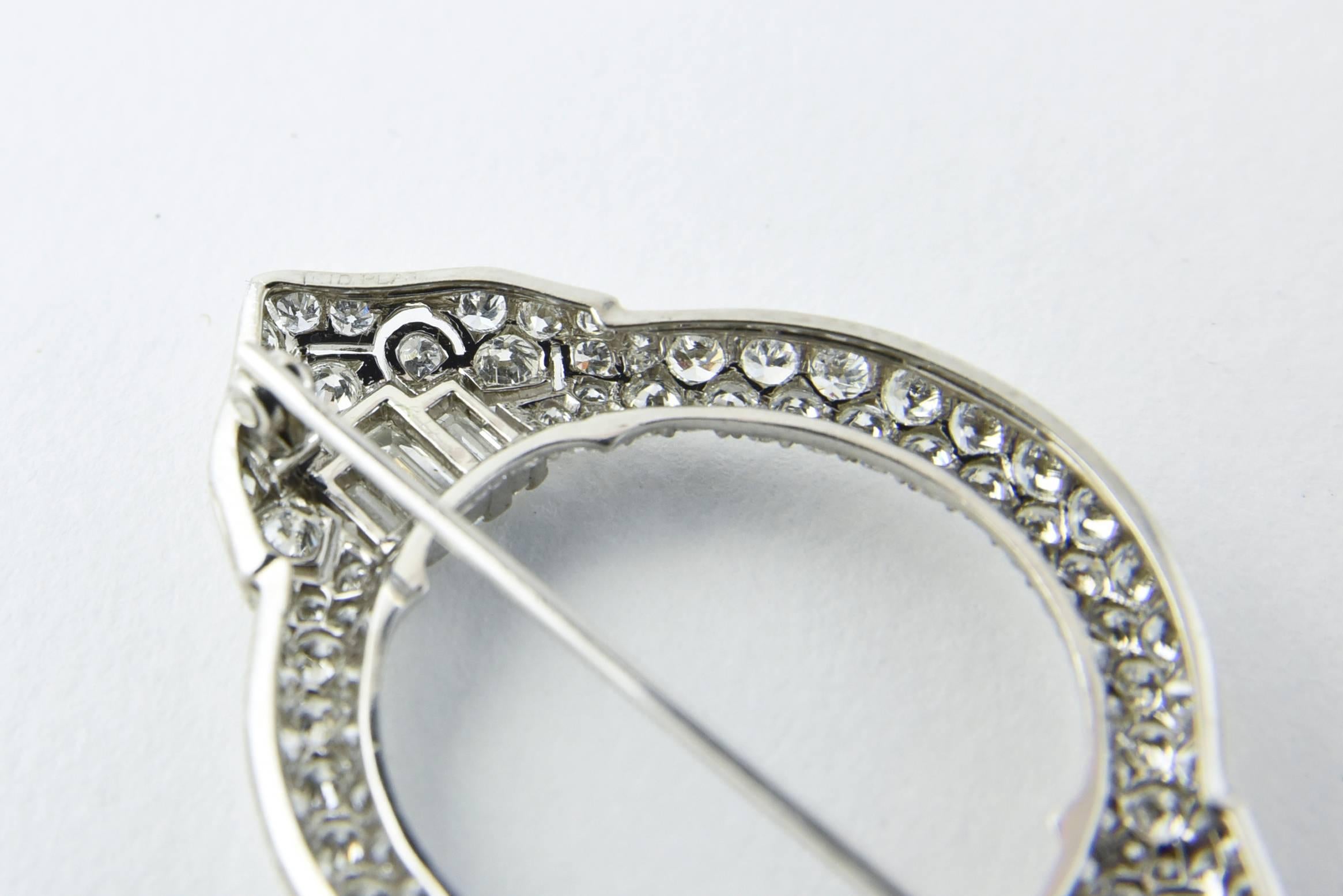 Art Deco Diamond Platinum Brooch 4
